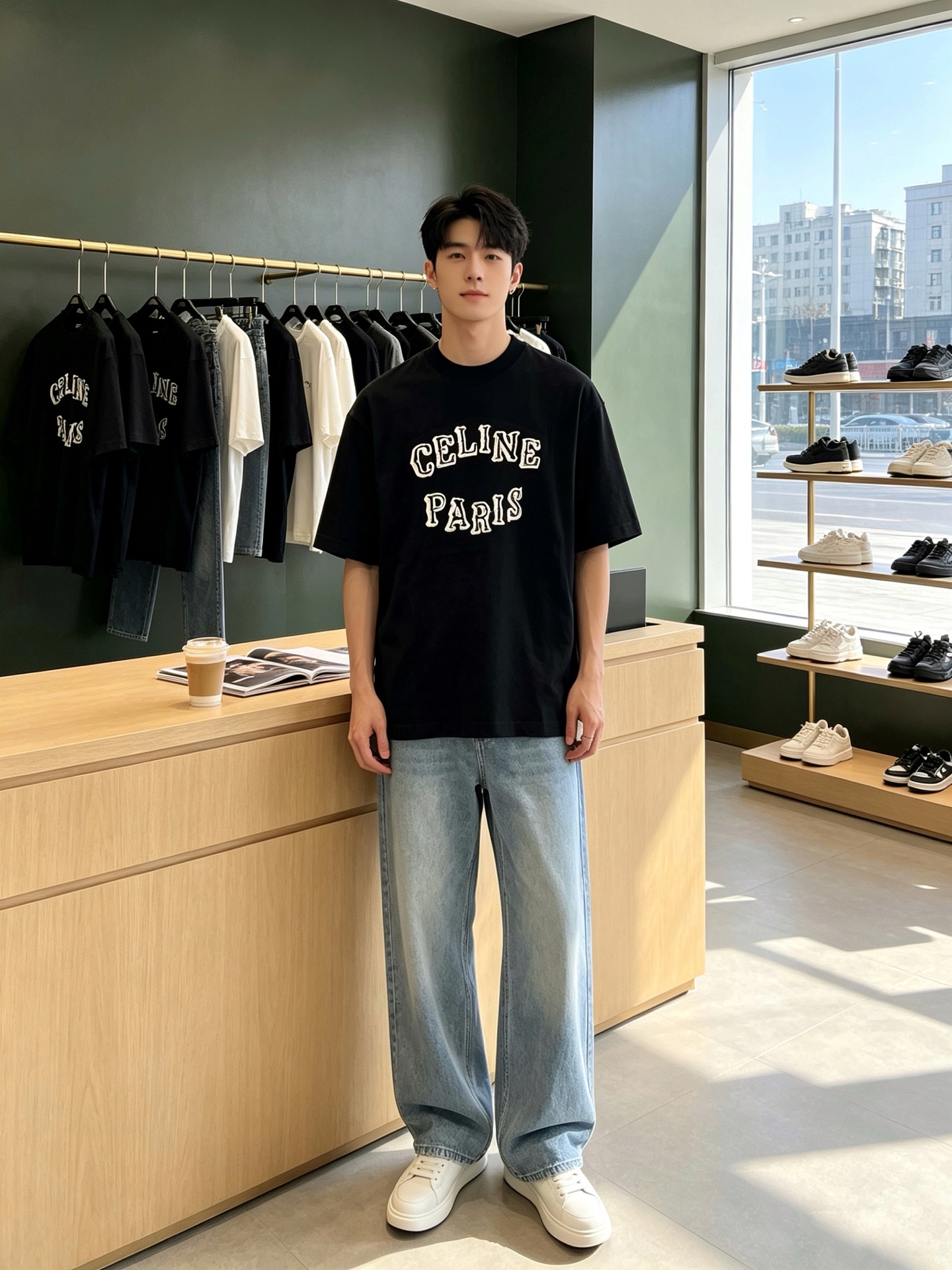 CELINE赛琳💥砸锅卖铁都要上的新款新款原单男士休闲春夏短袖 高端定制 高端版本 时尚百搭爆款⚠️⚠️✨✨进口面料 手