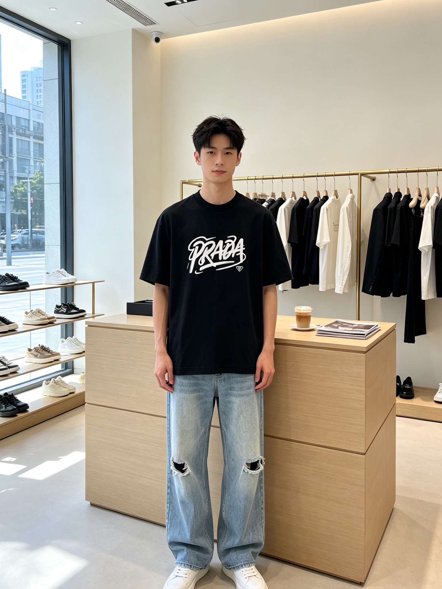 Prada普拉达💥砸锅卖铁都要上的新款新款原单男士休闲短袖 高端定制 高端版本 时尚百搭爆款⚠️⚠️✨✨进口面料 手感超