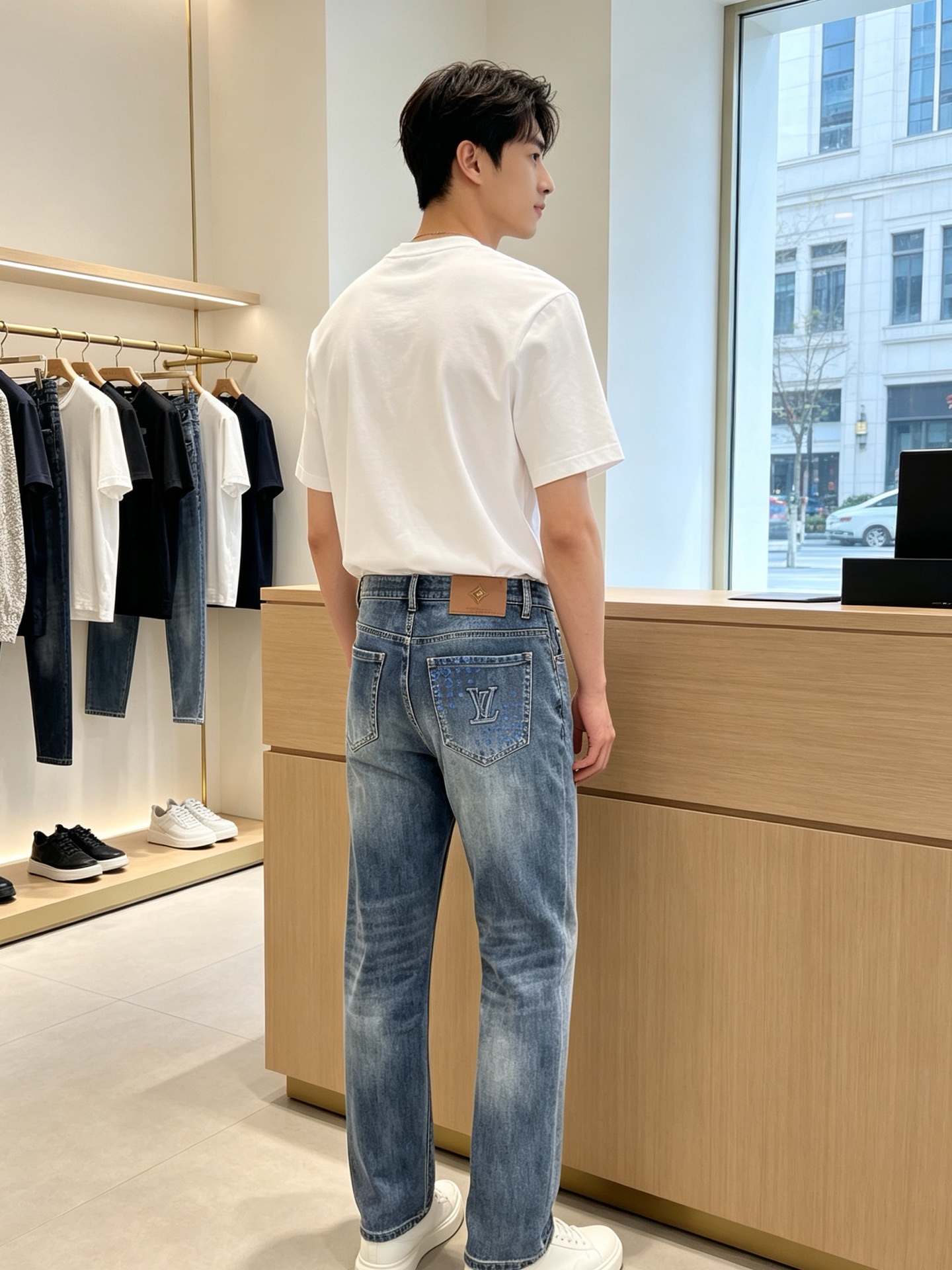 Louis Vuitton路易威登💥砸锅卖铁都要上的新款新款休闲牛仔裤👖高端版本 专柜定制面料 透气舒适度高，细节无可挑