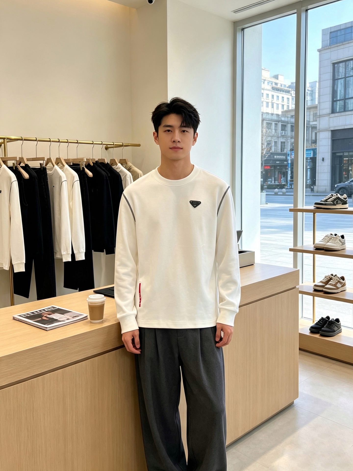 Prada普拉达💥砸锅卖铁都要上的新款新款原单男士休闲长袖 高端定制 高端版本 时尚百搭爆款⚠️⚠️✨✨进口面料 手感超