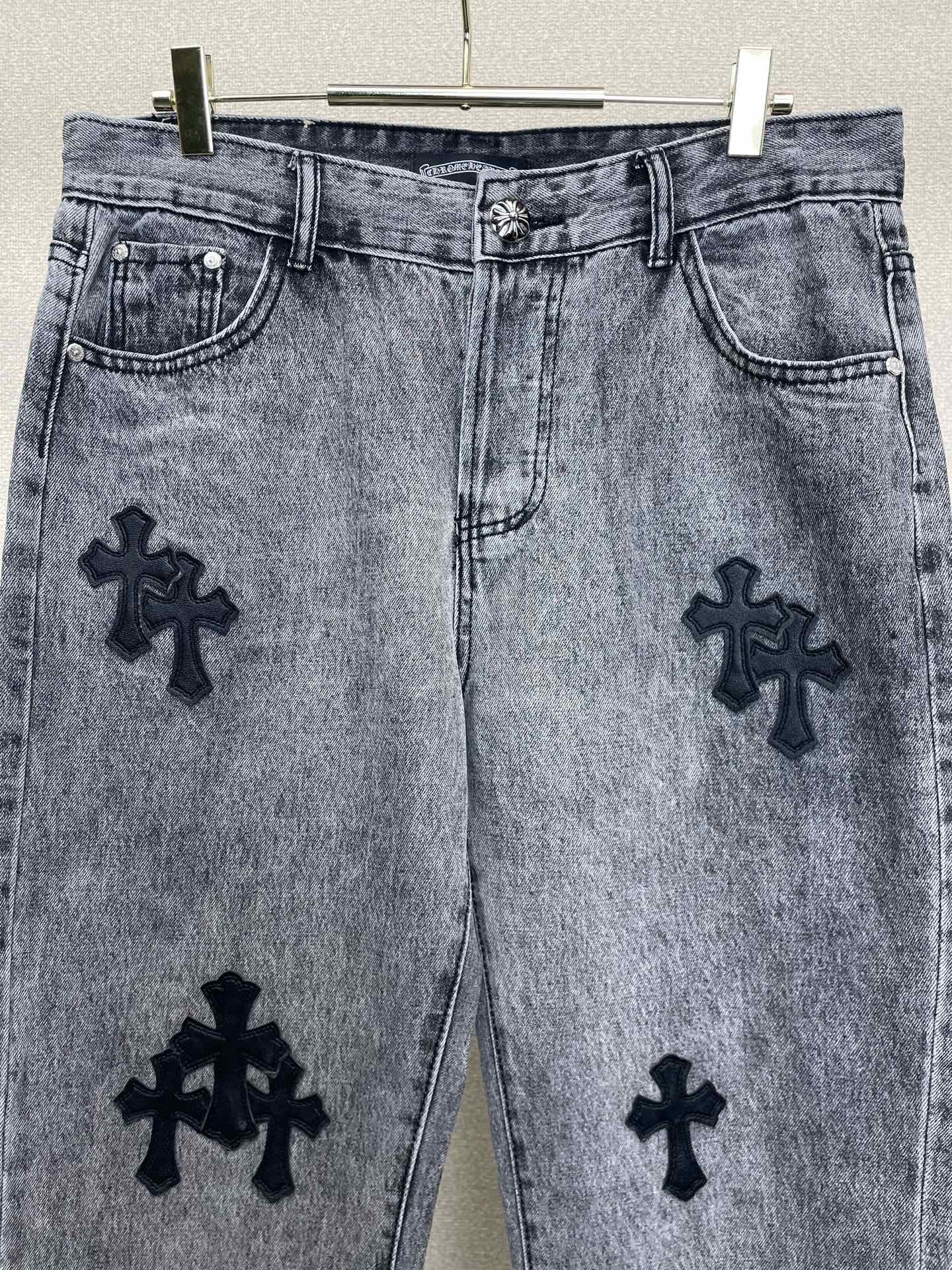 Chrome hearts克罗心💥砸锅卖铁都要上的新款新款休闲牛仔直筒裤👖高端版本！专柜定制面料 透气舒适度高，细节无可