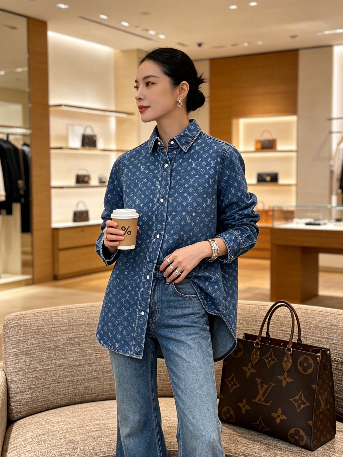 Louis Vuitton路易威登👚砸锅卖铁都要上的新款👚新款女装休闲牛仔衬衫 高端版本！独特设计 专柜定制面料 透气舒