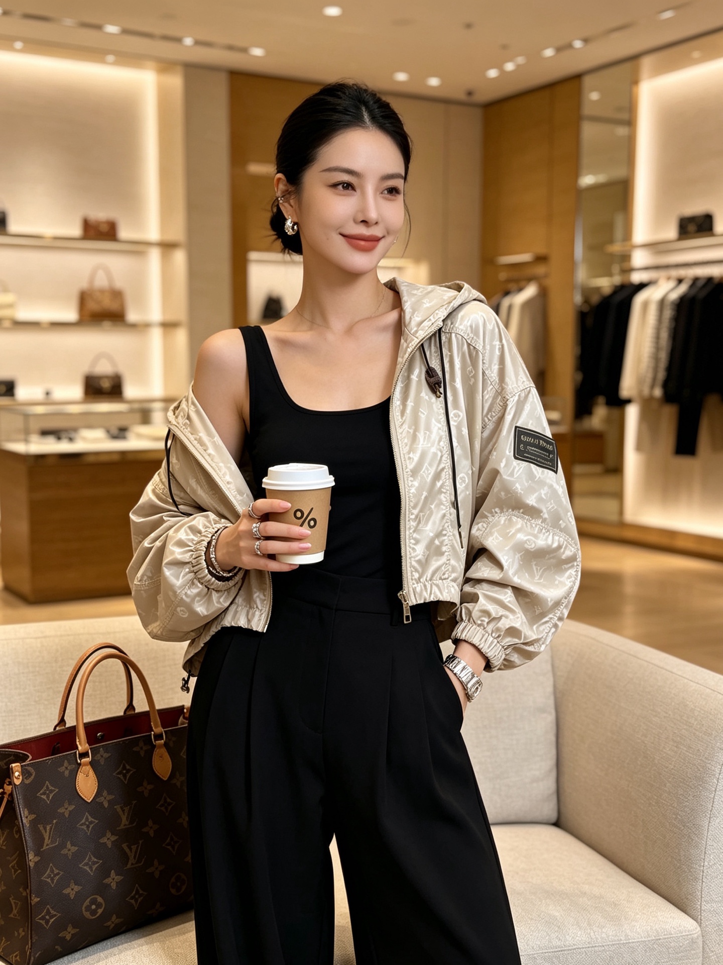 Louis Vuitton路易威登👚砸锅卖铁都要上的新款👚新款女装休闲连帽夹克 高端版本！独特设计 专柜定制面料 透气舒