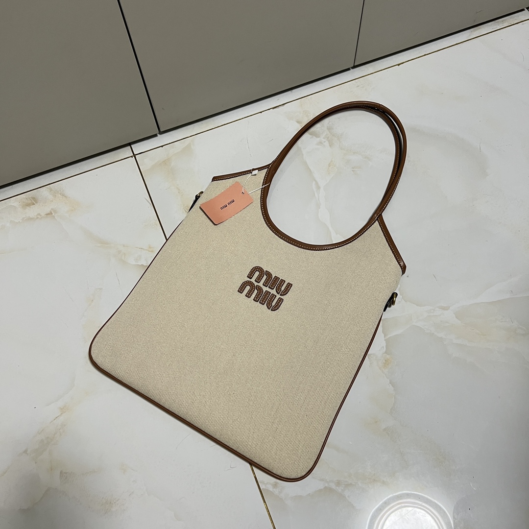 Miu Miu Canvas Hobo Shoulder Tote - Comprehensive 3