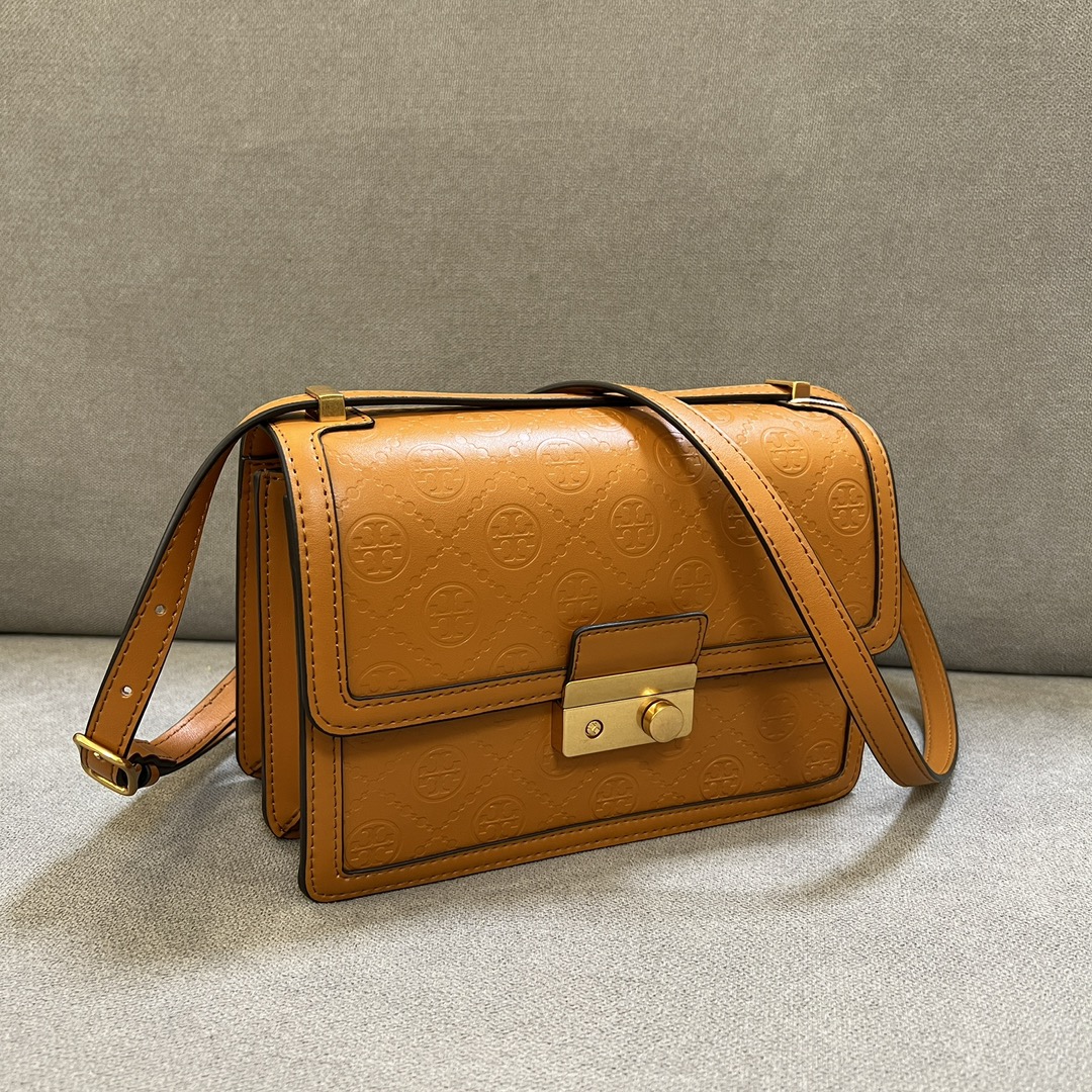 T Monogram Embossed Shoulder Bag - Comprehensive 2