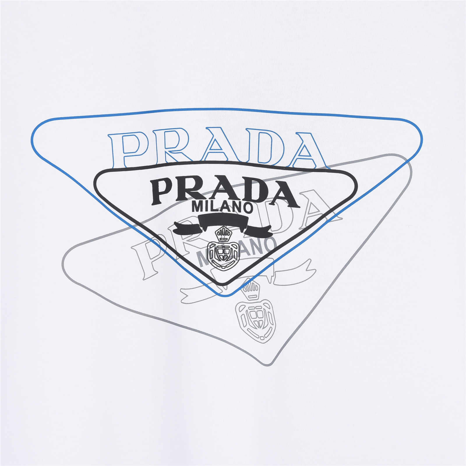 PRADA普拉达2025春夏新品前印花后背定制三角章短袖T恤