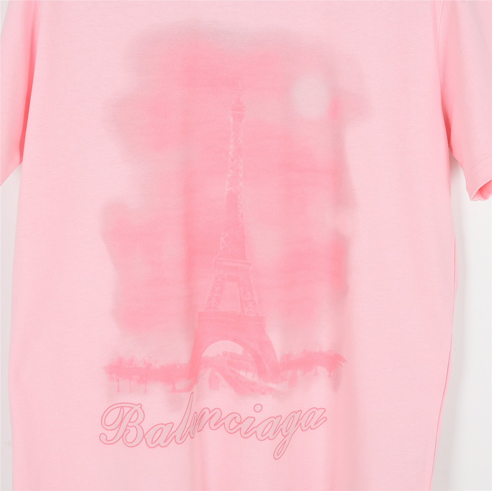 BALENCIAGA巴黎世家数码直喷日落铁塔短袖T恤