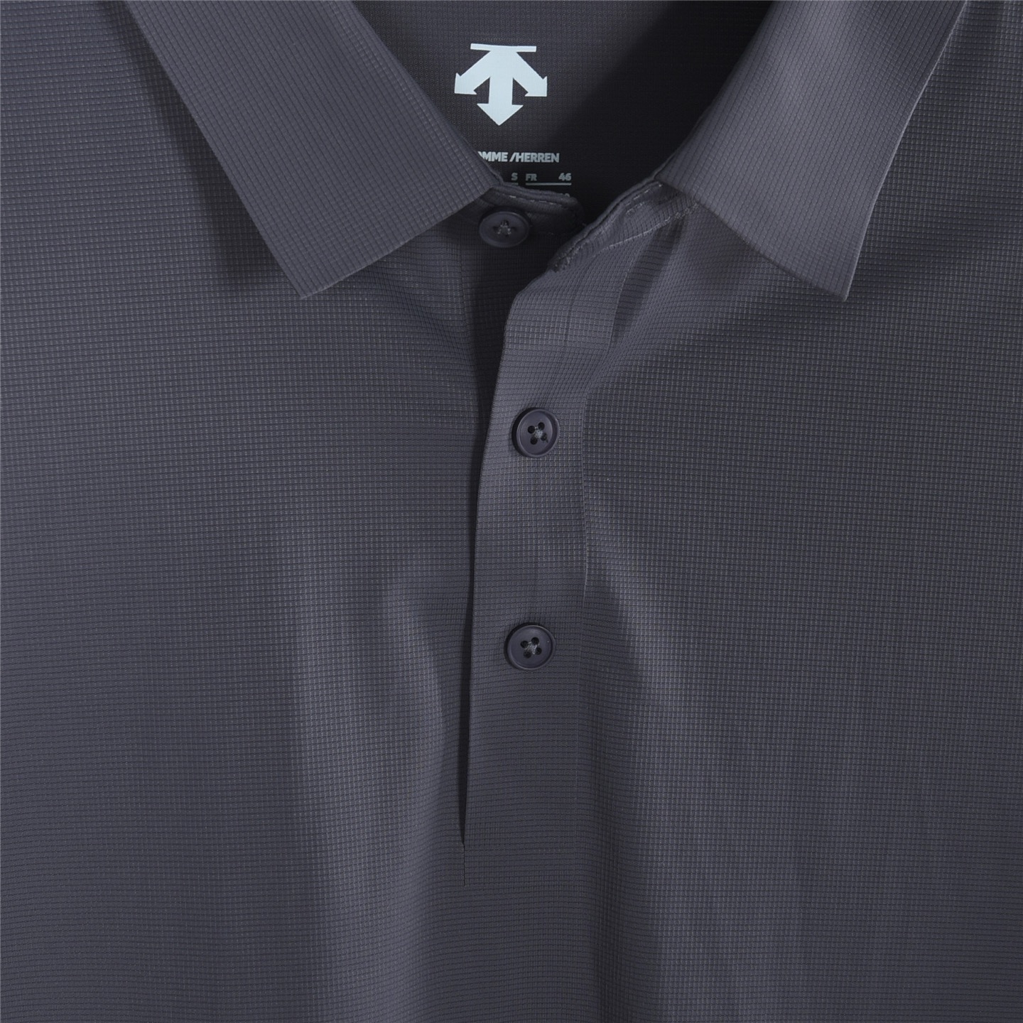 DESCENTE / 迪桑特 华夫格冰丝棉无痕速干polo短袖 深灰色