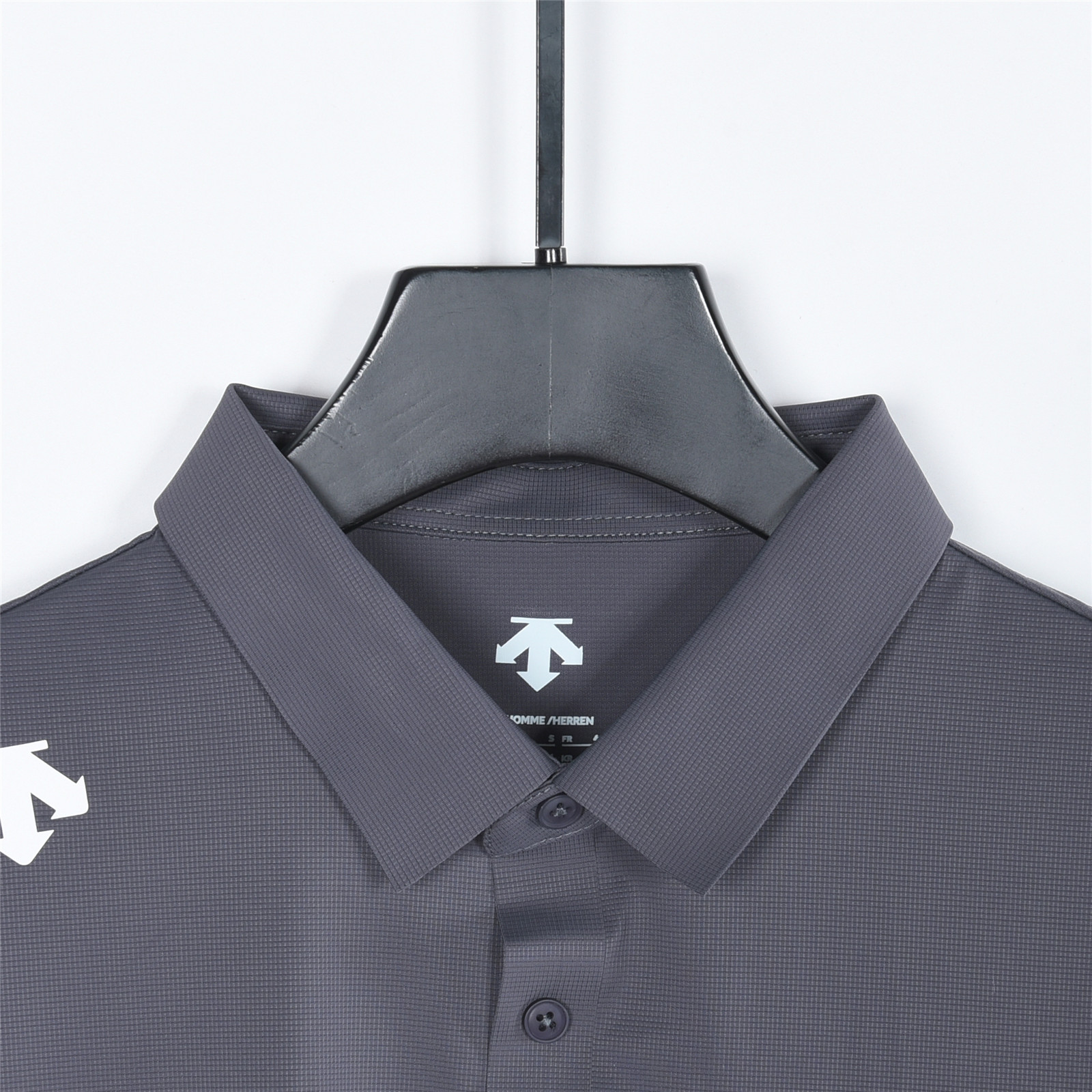 DESCENTE / 迪桑特 华夫格冰丝棉无痕速干polo短袖 深灰色