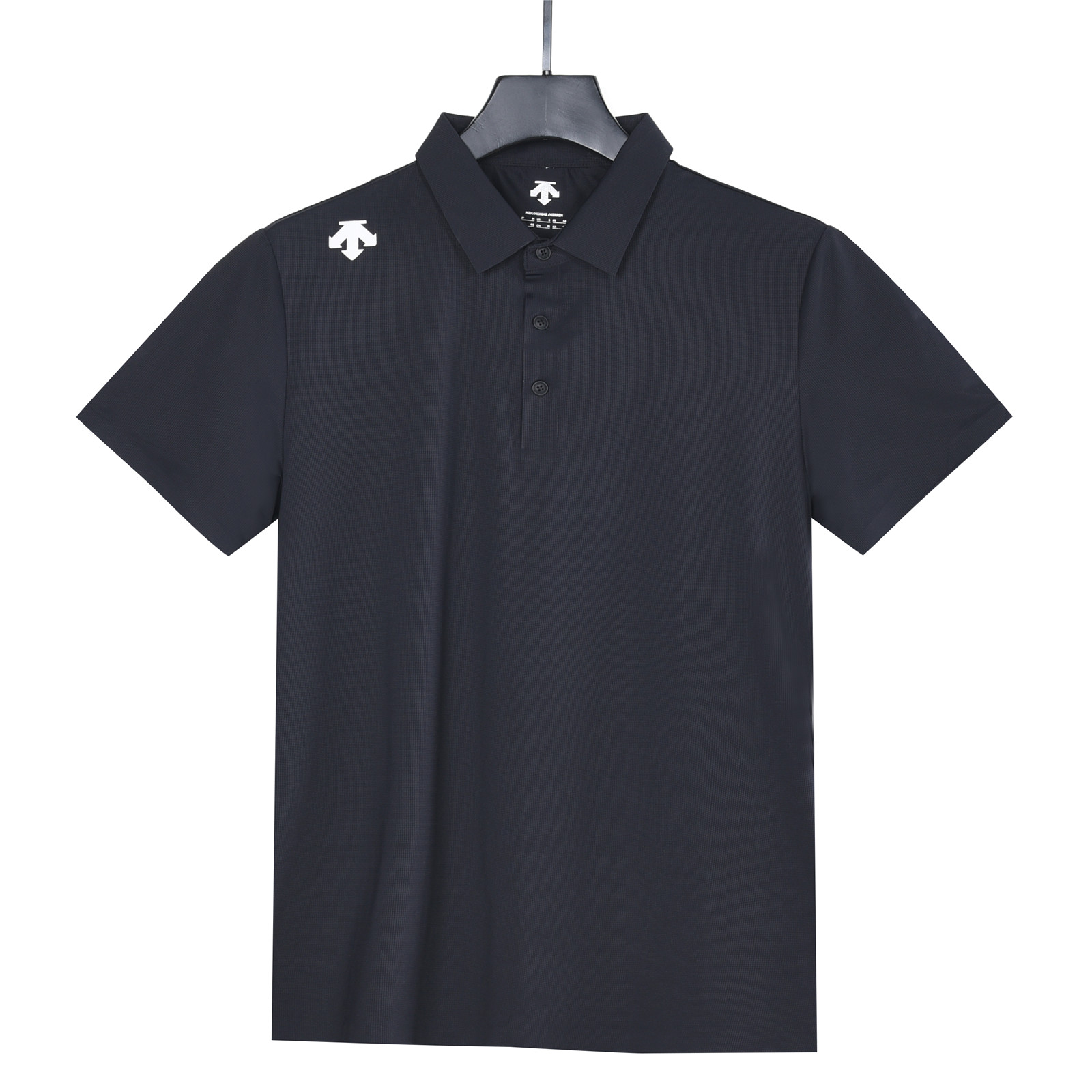 DESCENTE / 迪桑特 华夫格冰丝棉无痕速干polo短袖 黑色