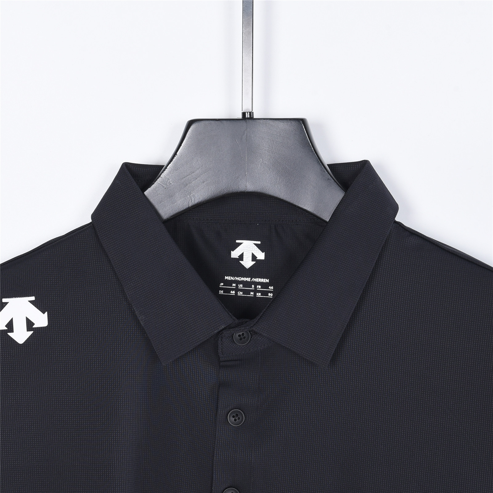 DESCENTE / 迪桑特 华夫格冰丝棉无痕速干polo短袖 黑色