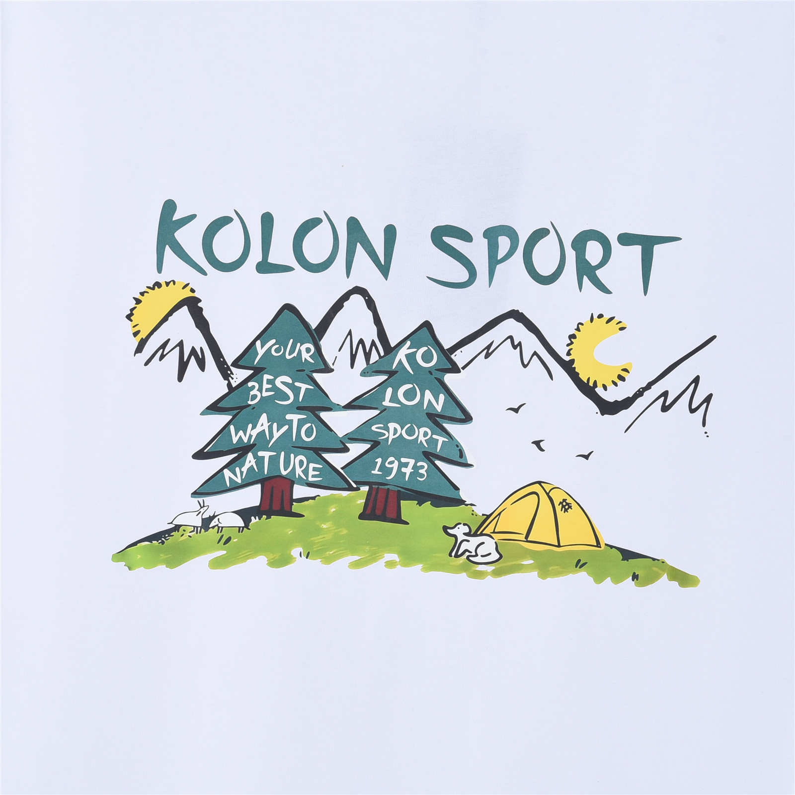 KOLONSPORT/可隆 26新款印花 280克双纱纯棉短袖 白色 黑色