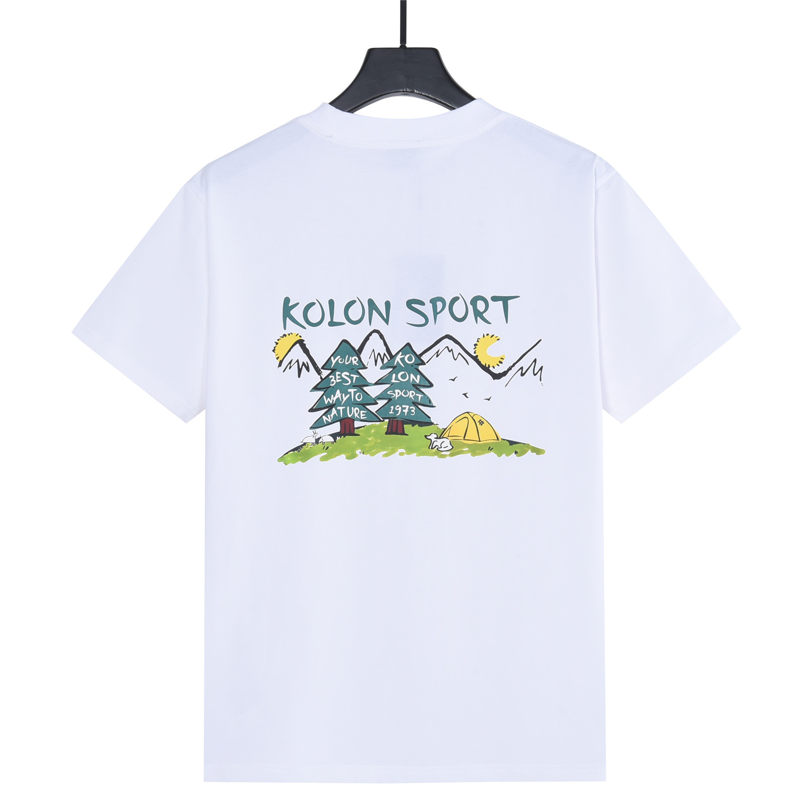 KOLONSPORT/可隆 26新款印花 280克双纱纯棉短袖 白色 黑色