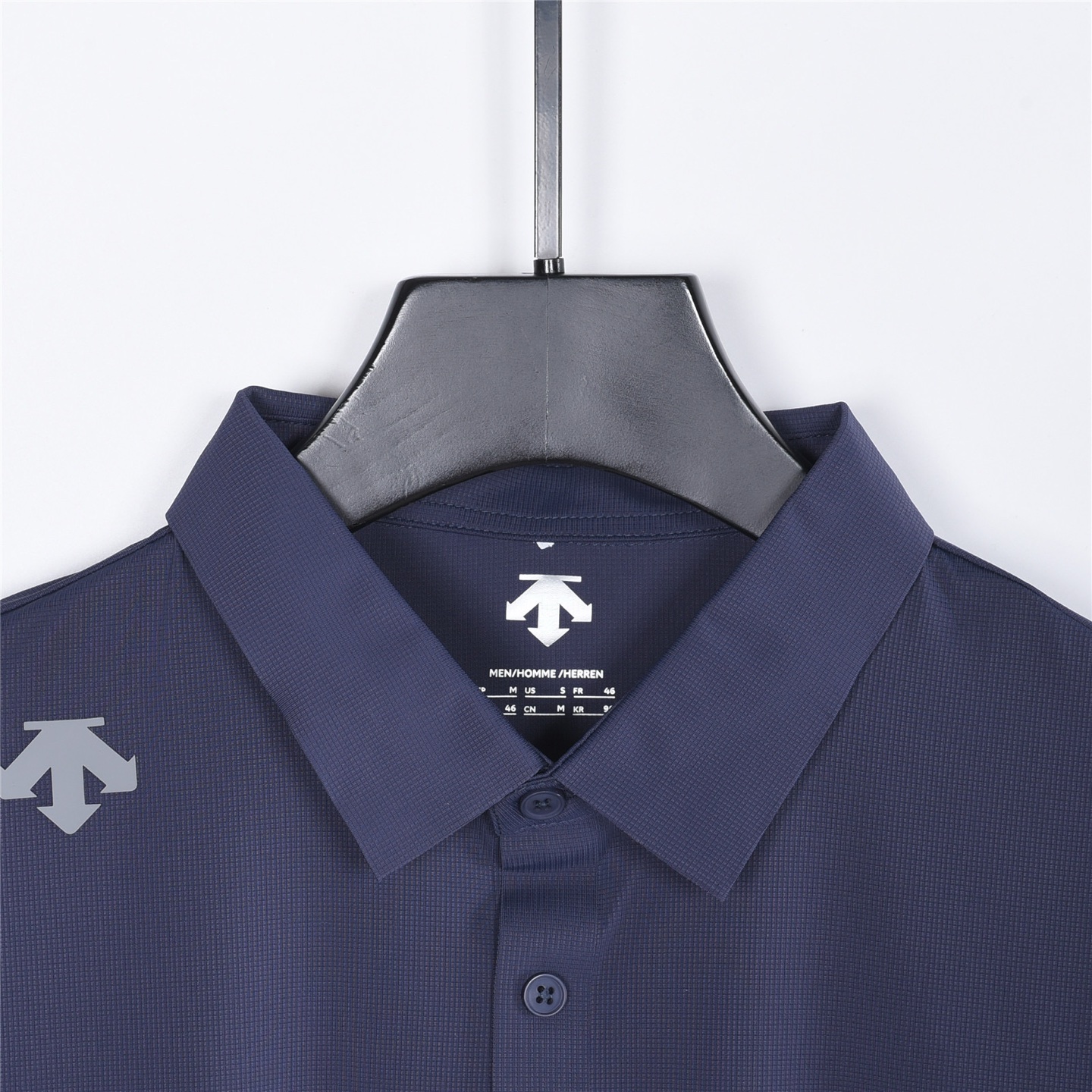 新增配色 DESCENTE / 迪桑特 华夫格冰丝棉无痕速干polo短袖 宝蓝色