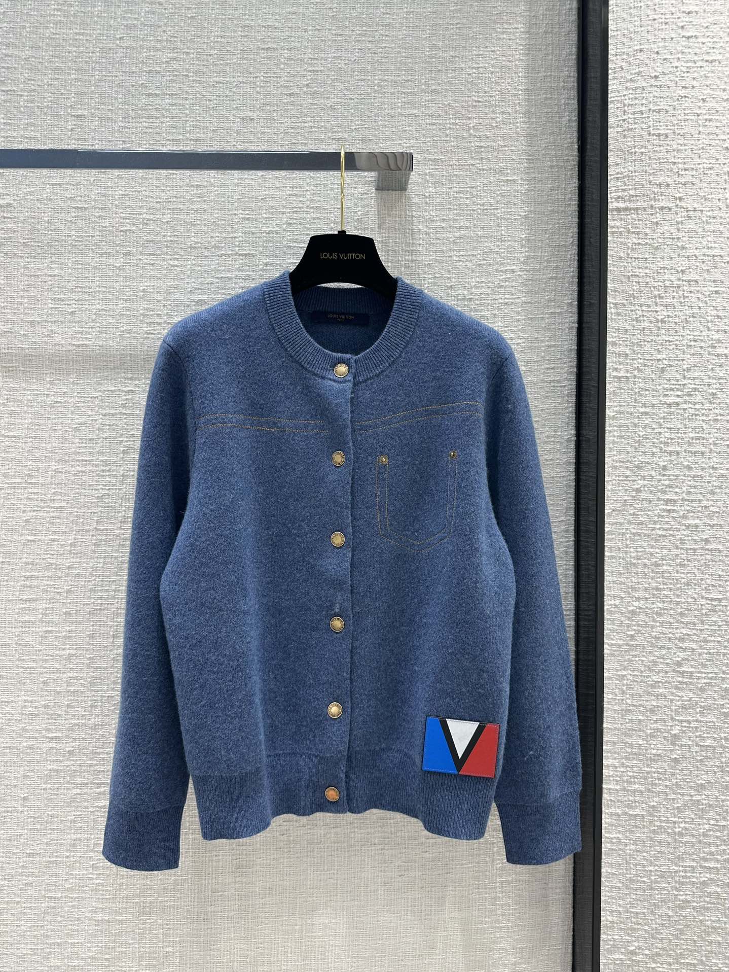 Louis Vuitton Clothing Cardigans Knit Sweater Blue Denim White Yellow Cashmere Knitting Fall/Winter Collection Casual
