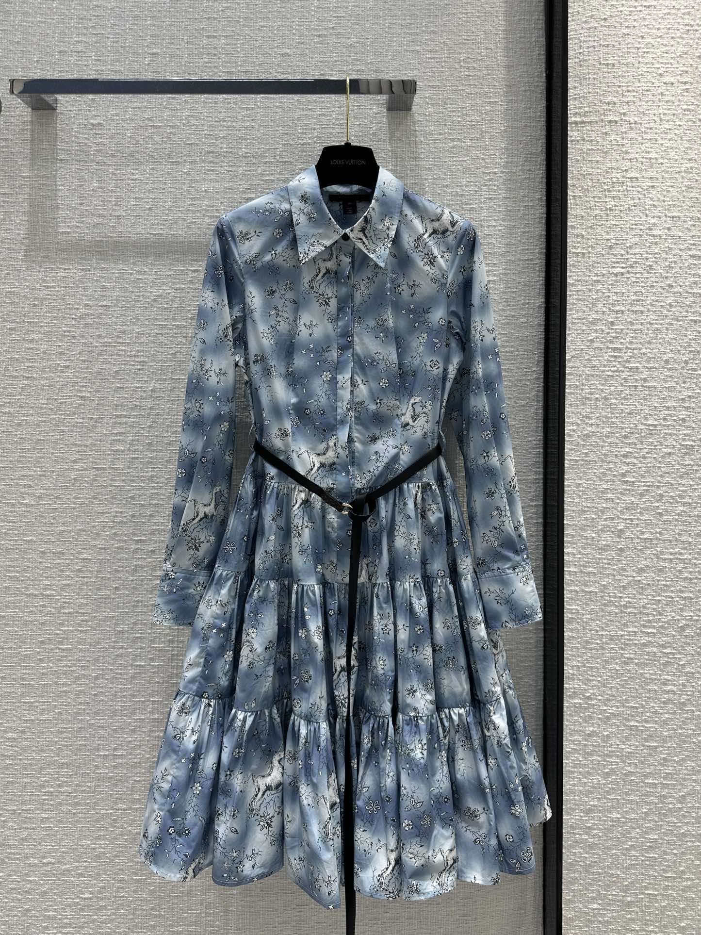 Louis Vuitton Clothing Dresses Shirts & Blouses Blue White Printing Spring Collection