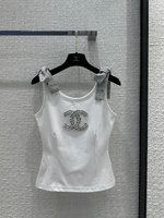 Chanel Clothing Tank Tops&Camis White Embroidery Cotton