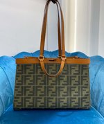 The Best Designer
 Fendi Peekaboo Handbags Tote Bags Brown Dark Green Gold Embroidery Canvas
