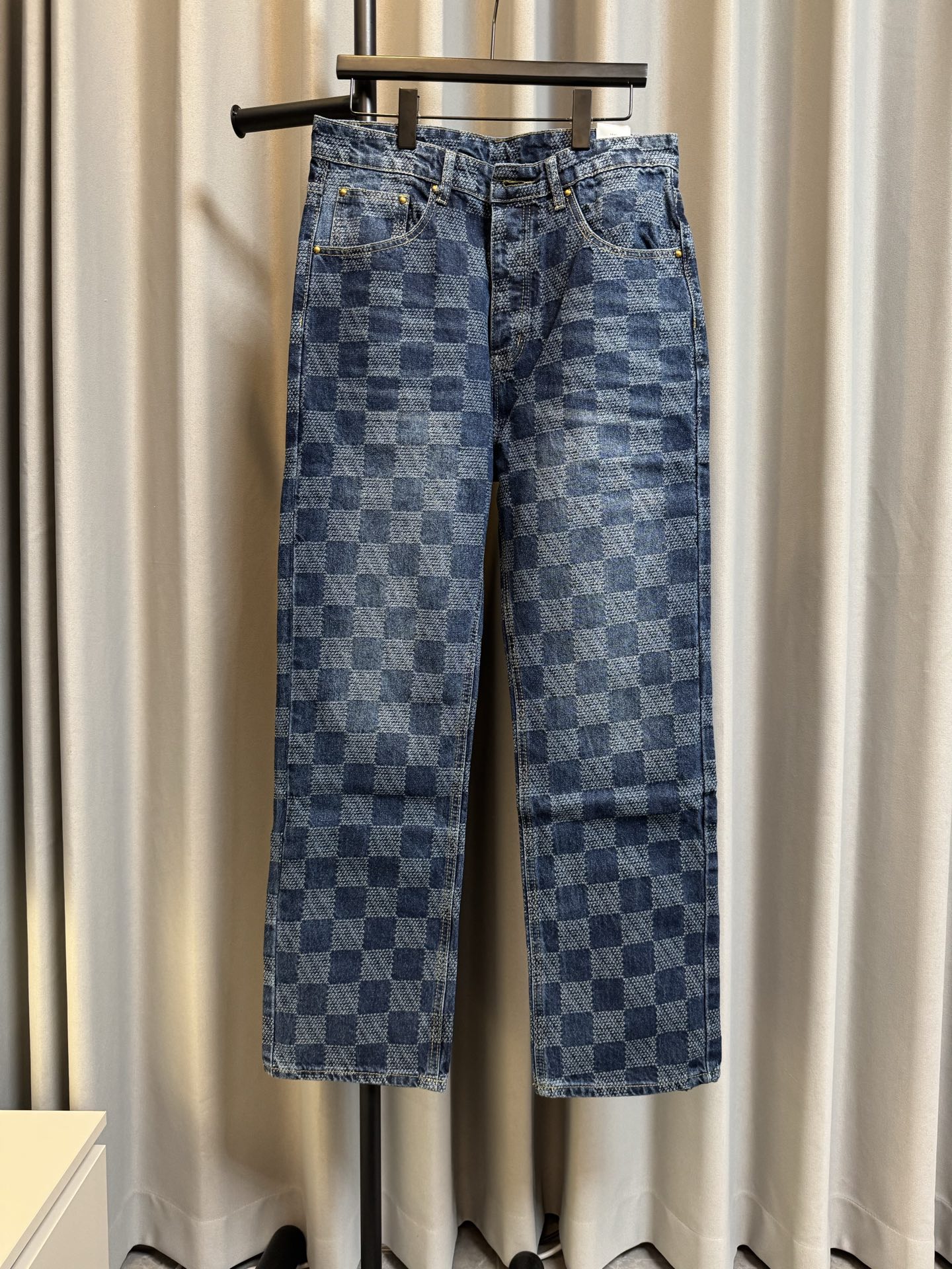 P125 [Día siguiente] Vaqueros LOUIS VUITTON/Louis 26FW checkerboard jacquard 1854 (azul - chaqueta a juego disponible) …