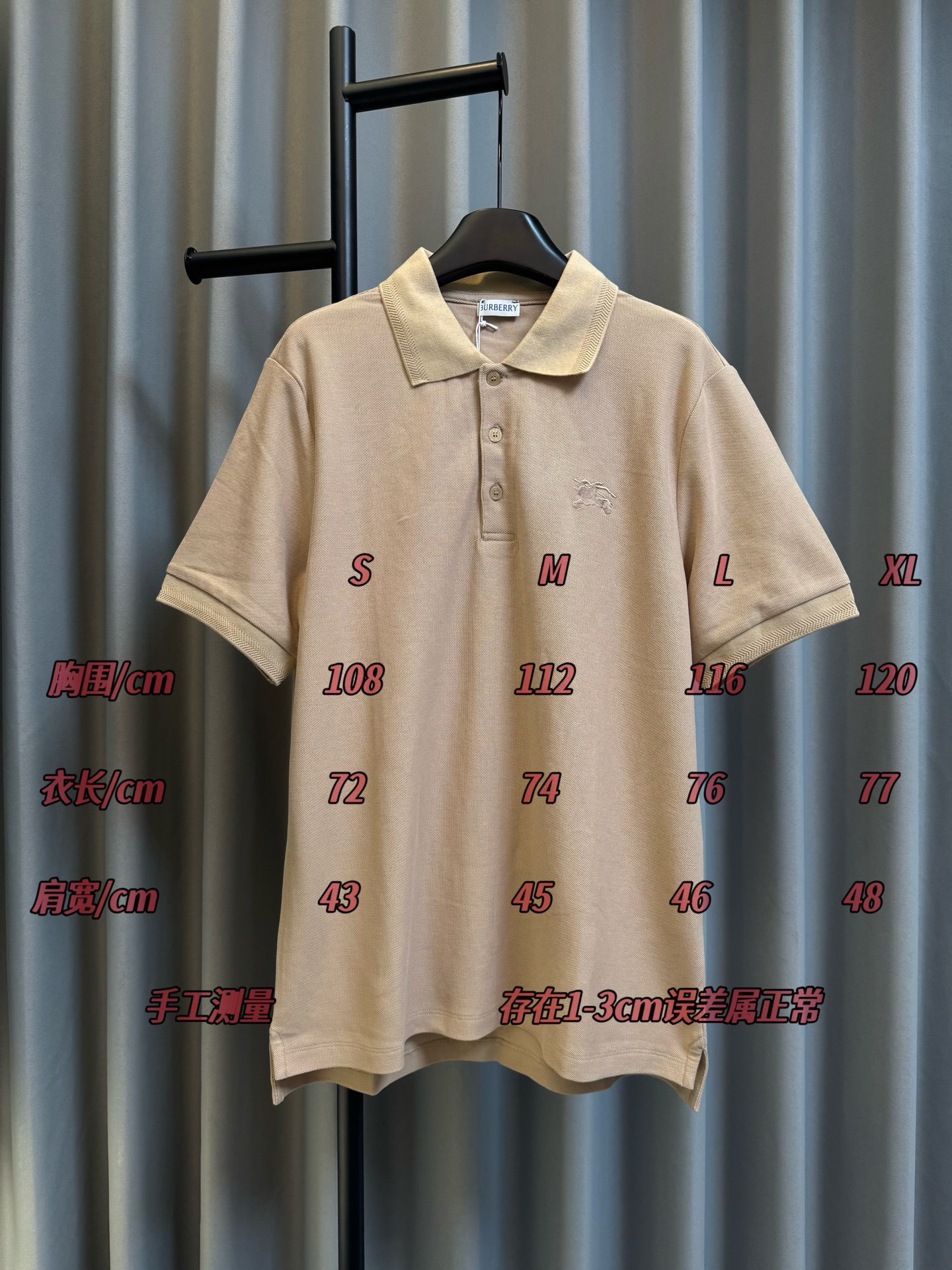 /Tabla de tallas BURBERRY/Burberry BBR 26W primavera y verano nuevo polo de manga corta bordado con caballo de guerra (…