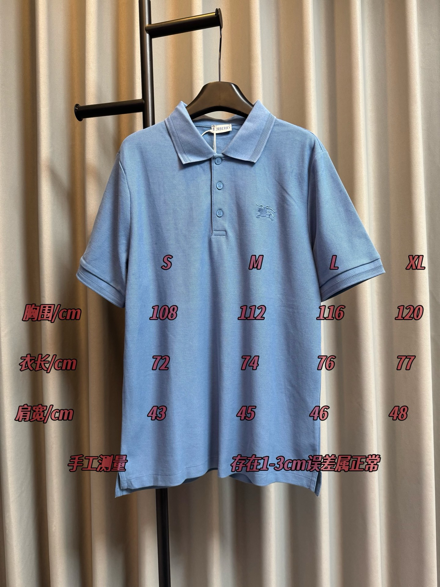 /Tabla de tallas BURBERRY/Burberry BBR 26W Primavera y verano Nuevo polo de manga corta bordado con caballo de guerra (…