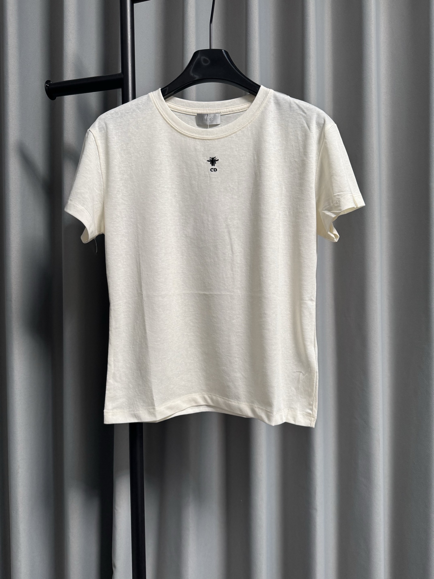 P105 [Versión alta] dior/Dior 26Ss cd letra bordada abejita estrellada adornada camiseta clásica de manga corta (blanco…