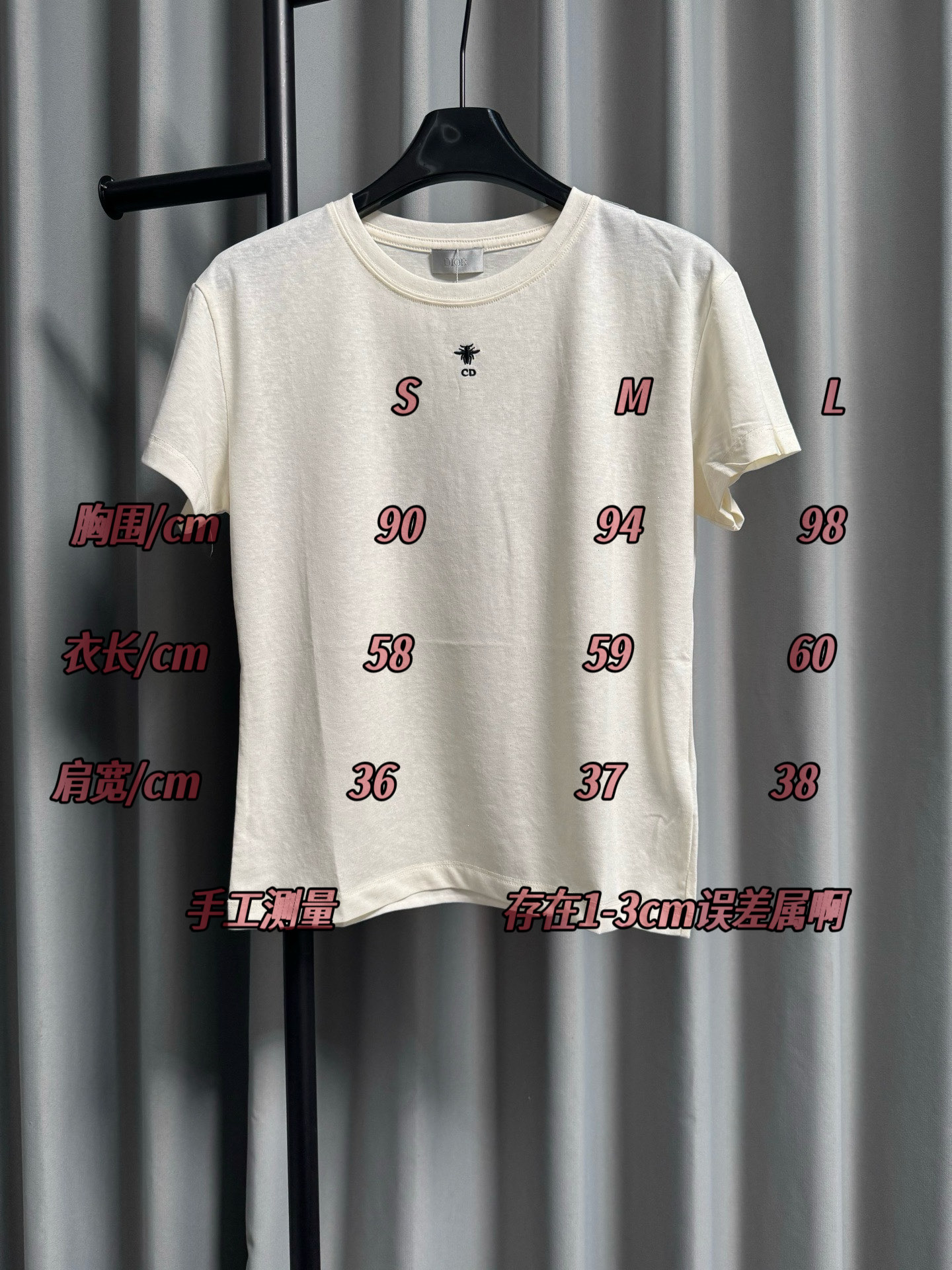 /Tabla de tallas dior/Dior 26Ss Camiseta clásica de manga corta con letras cd bordadas abejita adornada con estrellas (…