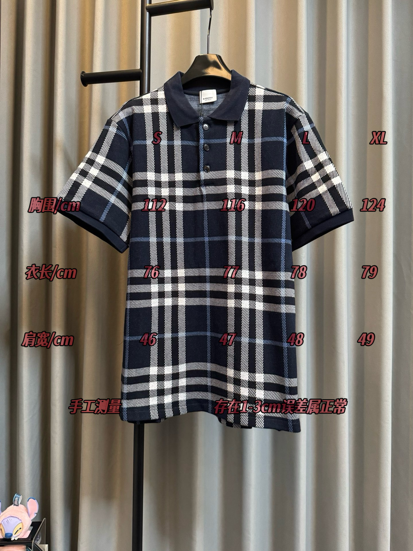 /Tabla de tallas BBR/Burberry 26Ss nuevo polo casual de manga corta a cuadros con bloques de color (color de la imagen)