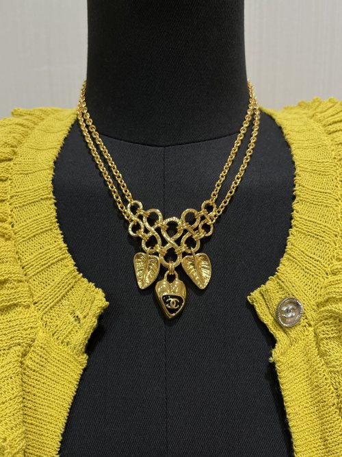 Chanel 25A Gold-Tone Finish Metal & Enamel Necklace, Double C Charm 1 Chanel 25A Gold-Tone Finish Metal & Enamel Necklace, Double C Charm
