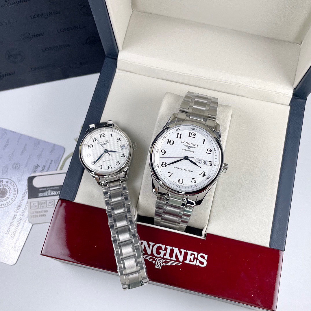 160钢带+20金+20【经典对表✨✨】品牌：浪情-LONGINES⚡⚡型号：名匠系列情侣机械腕表机芯：玻璃：防刮耐磨蓝宝玻璃镜面 表壳：316精钢表壳 超薄纤细原装同步壳身 三度防水，细节：字面、表针细节原版同步