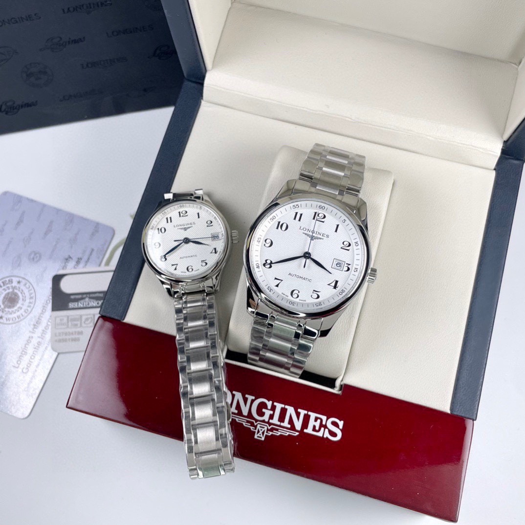 160钢带+20金+20【经典对表✨✨】品牌：浪情-LONGINES⚡⚡型号：名匠系列情侣机械腕表机芯：玻璃：防刮耐磨蓝宝玻璃镜面 表壳：316精钢表壳 超薄纤细原装同步壳身 三度防水，细节：字面、表针细节原版同步