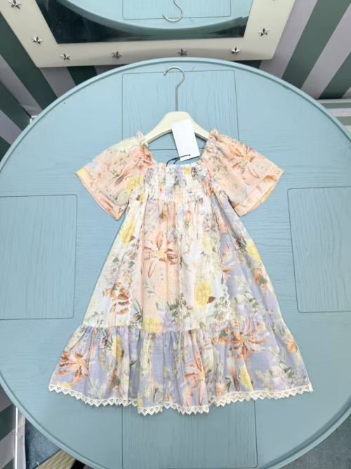 Zimmer Floral Print Dress - Girl's Summer Cotton Blend Casual Sundress 1 Zimmer Floral Print Dress - Girl's Summer Cotton Blend Casual Sundress