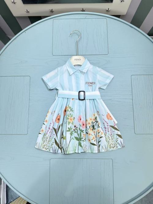 Fendi Baby Girls' Floral Print Cotton Dress with Belt - Spring/Summer 2025 1 Fendi Baby Girls' Floral Print Cotton Dress with Belt - Spring/Summer 2025