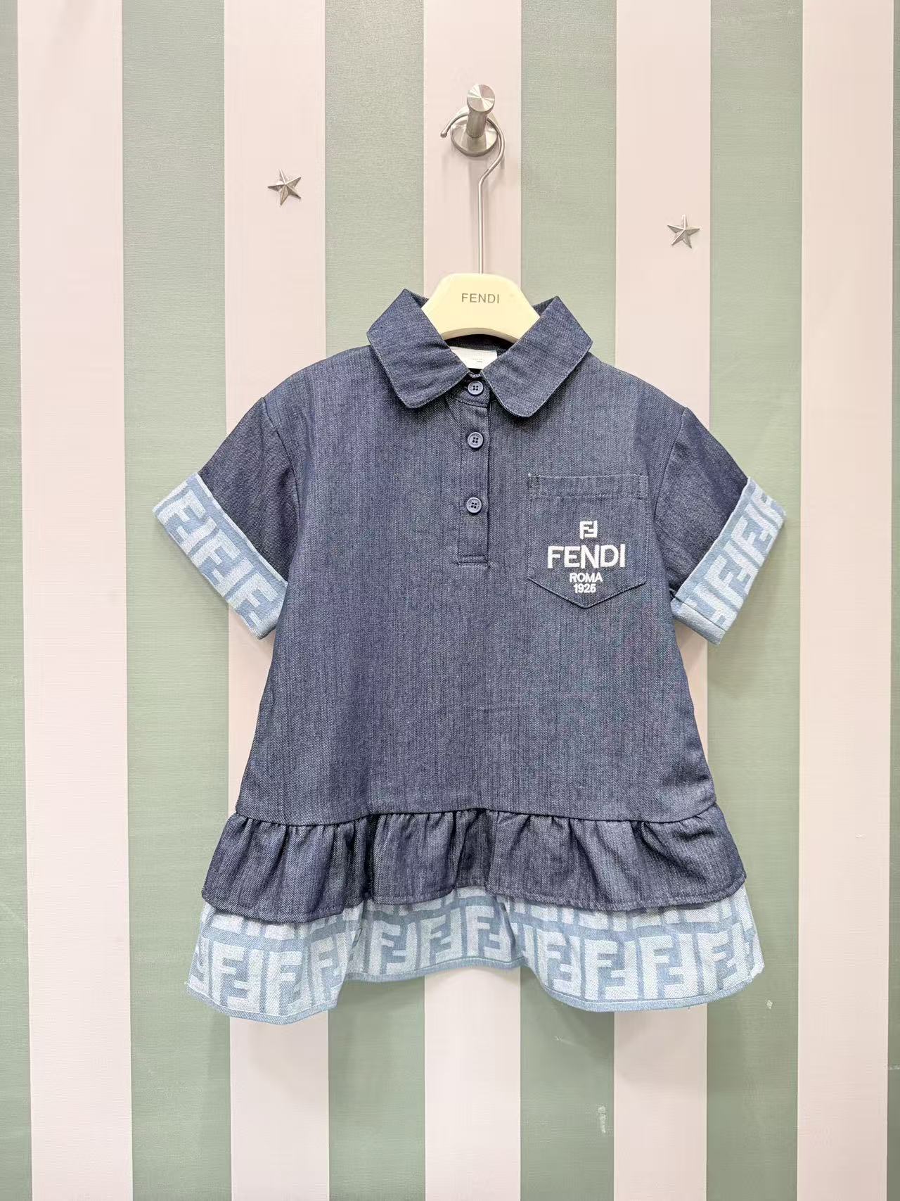 Precio de volumen @169, sin descuento. Nuevo 2026 SS, vestido vaquero lavado para niñas, alta costura FD. Tejido origin…