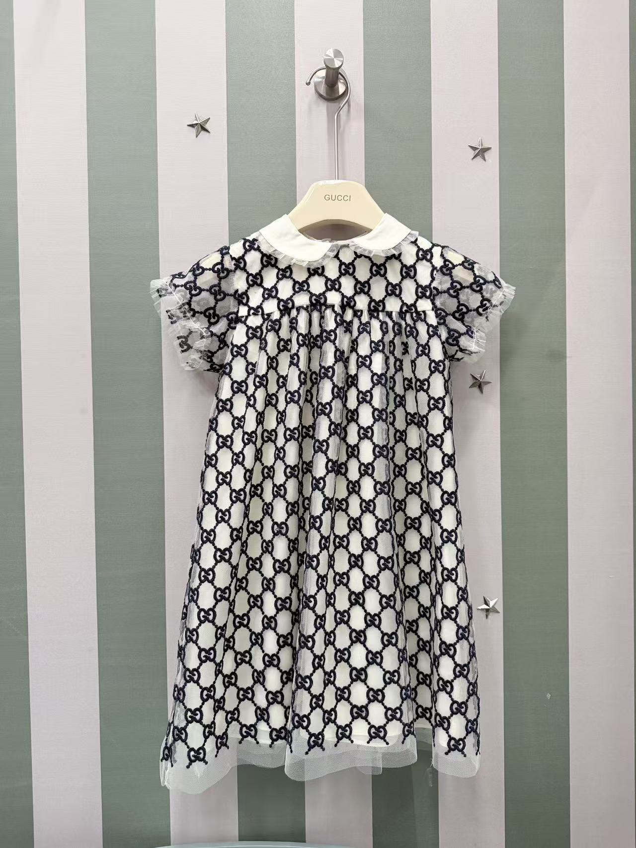 Precio de volumen @218 sin descuento～ 🆕🆕2026SS Vestido de verano de alta costura para niñas GG*i, cuello bebé, con lo…