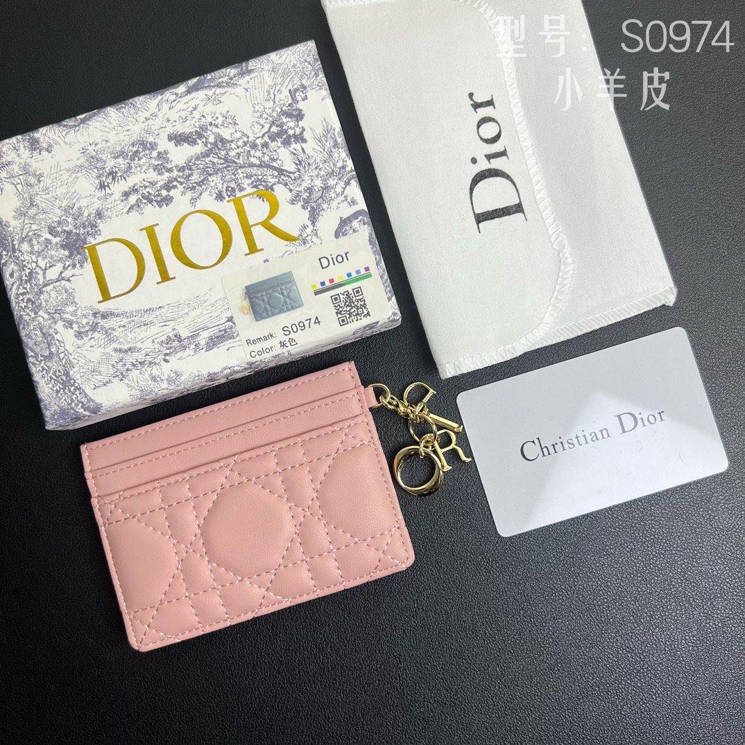 Dior Monederos Billetera Tienda de réplica al por mayor
 Azul Cuero vaca Laca Piel oveja Lady