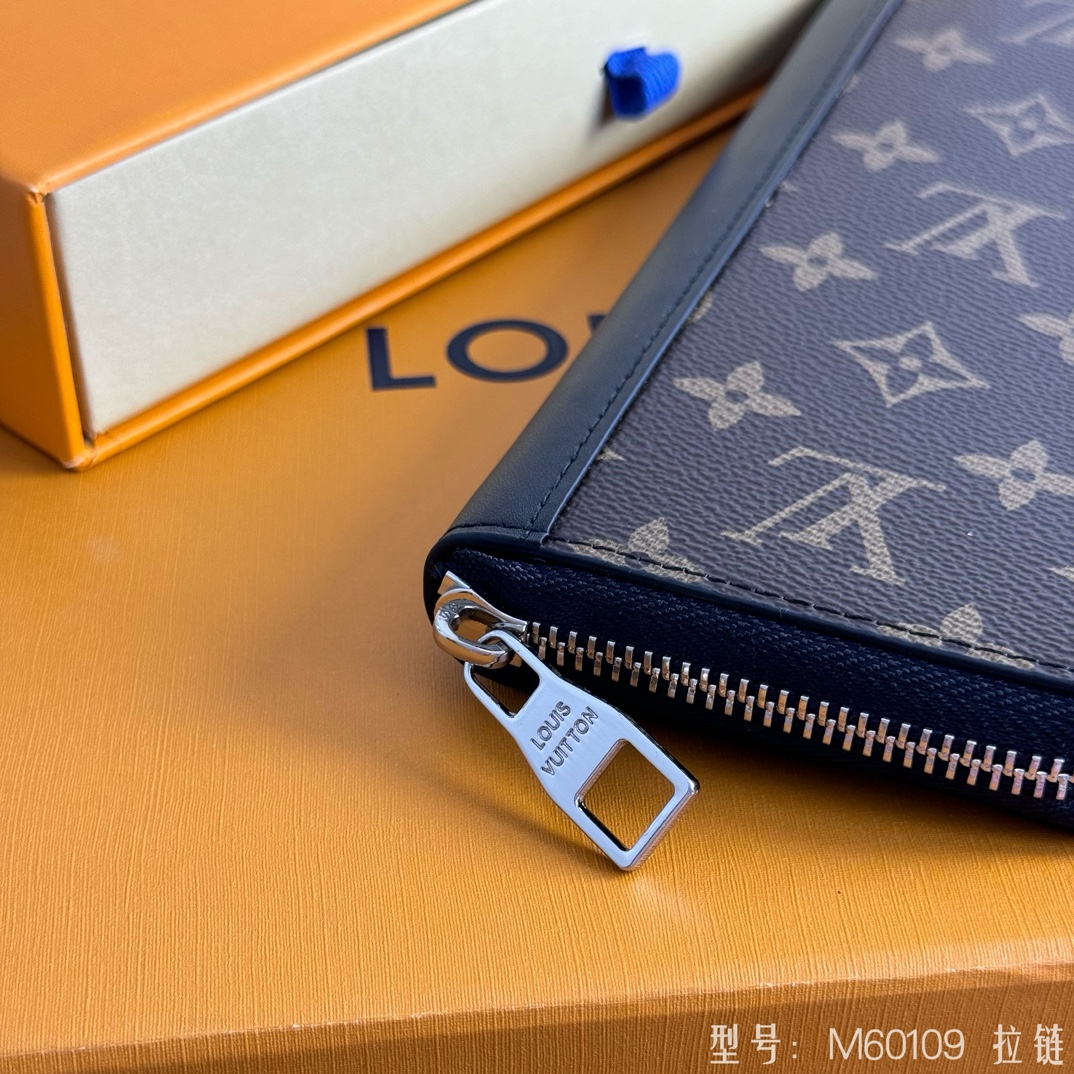 フランス製高級ラウンドファスナー財布 - 優雅な帆布素材