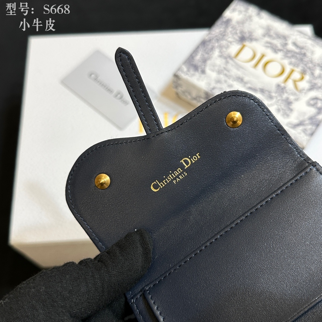 💎顶级质量 🇫🇷 DIOR迪奥三折钱夹 ❤️💌 二层小牛皮 非超迁‼️ 蓝色提花布 Dior Obliq