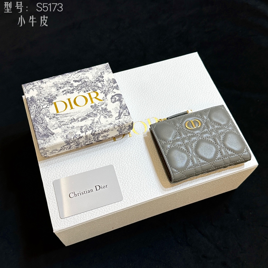 Dior Caro Wallet Calfskin Cowhide Fashion