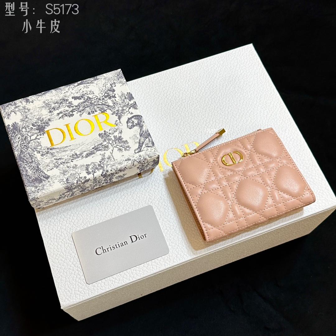 Dior Caro Wallet Calfskin Cowhide Fashion