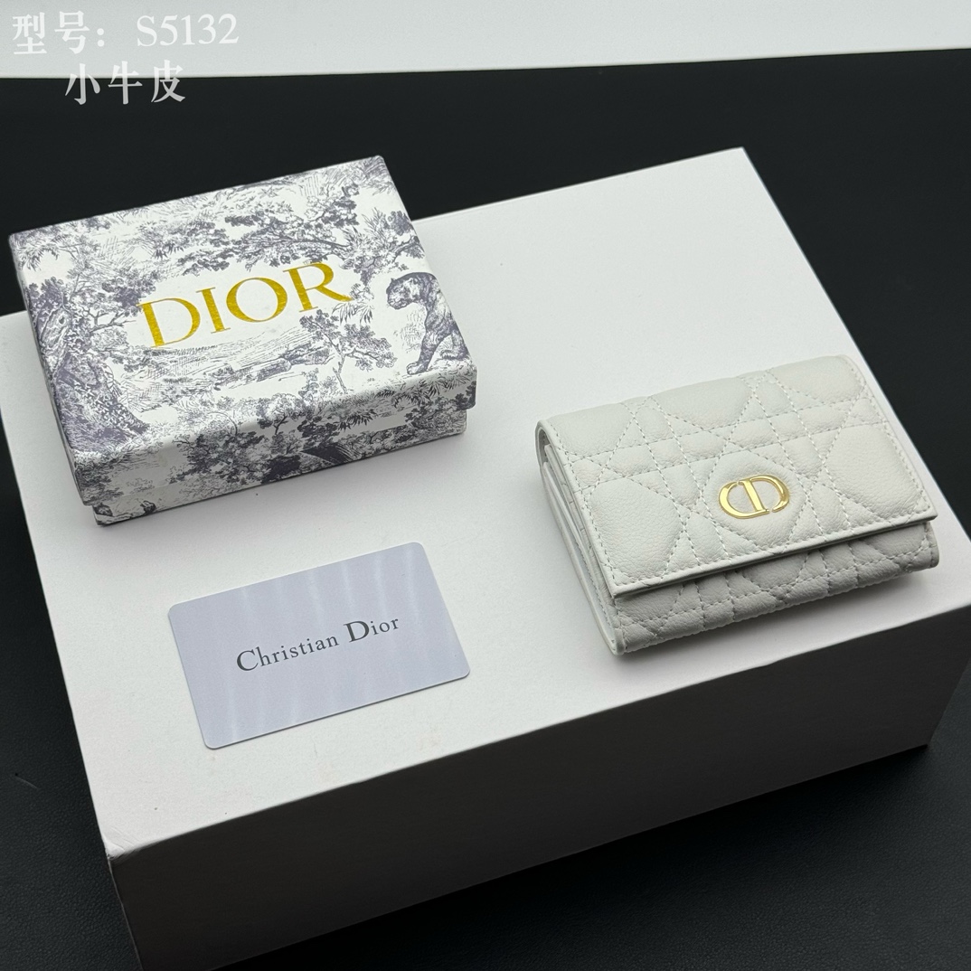 Dior Caro Monederos Billetera Tienda de réplica al por mayor
 Blanco Cuero vaca Colección primavera – verano