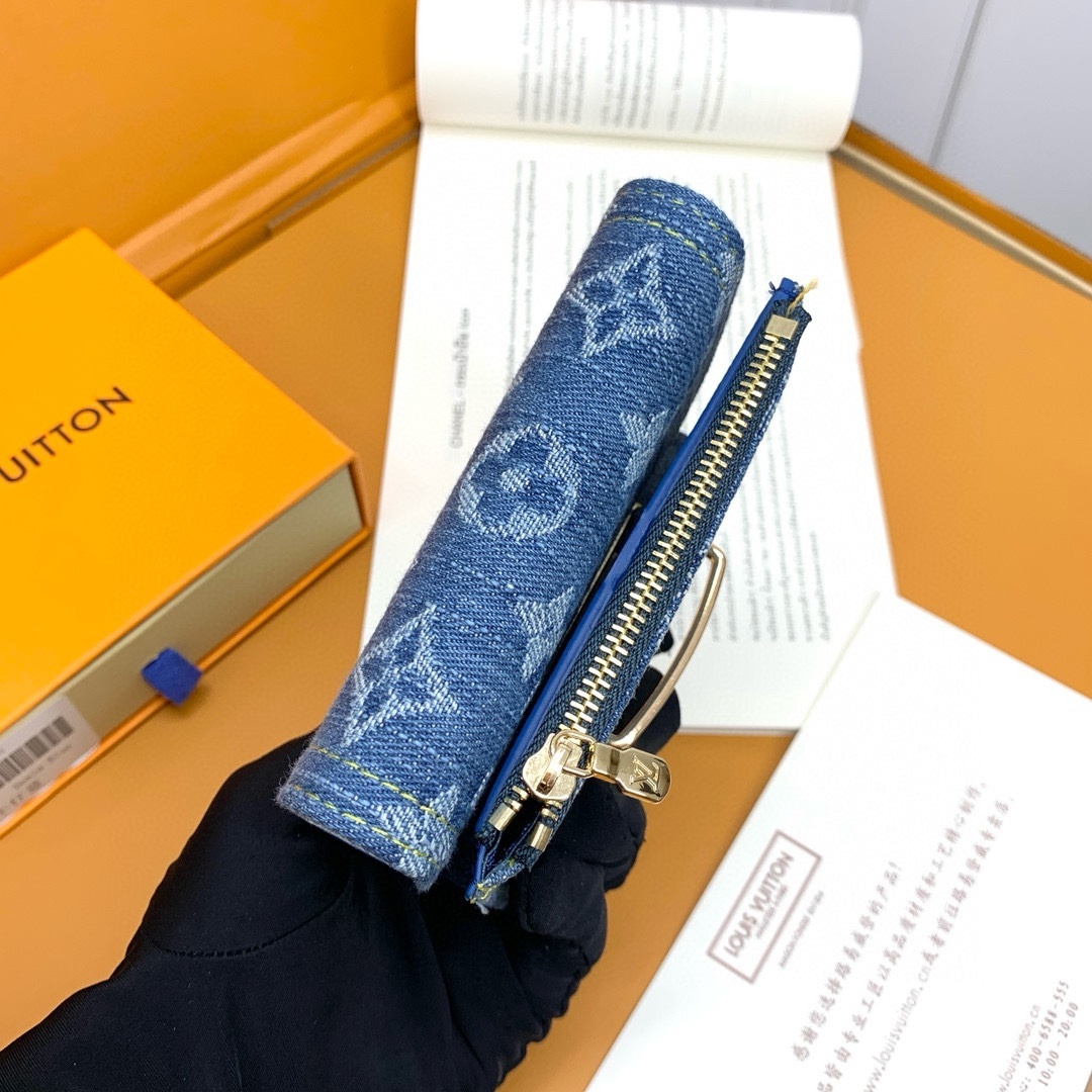 💎顶级品质 🇫🇷【zippy拉链 钱夹】浅蓝色(丹宁牛仔)本款zippy拉链钱包 以Monogram提花
