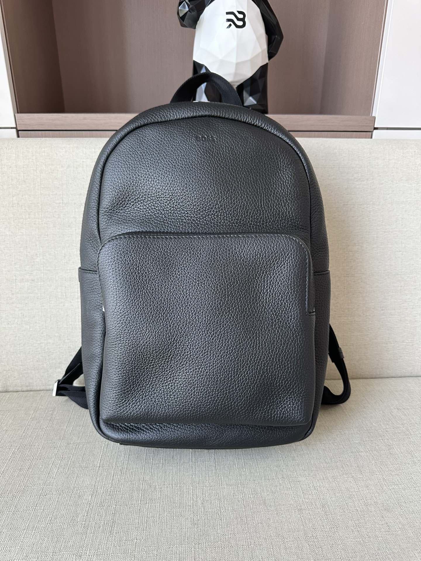 Рюкзак HUGO BOSS из натуральной кожи, чёрный