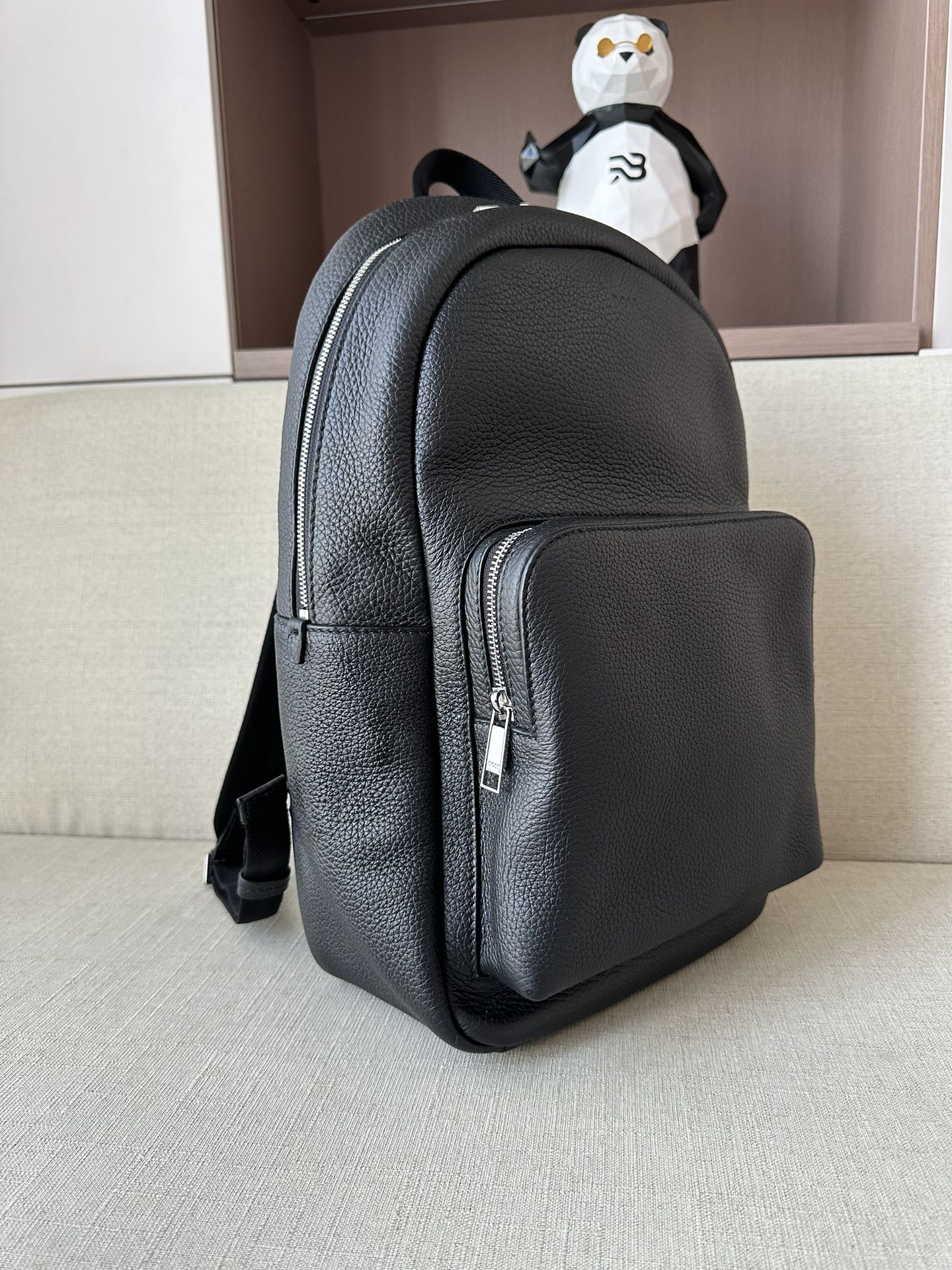Рюкзак HUGO BOSS из натуральной кожи, чёрный