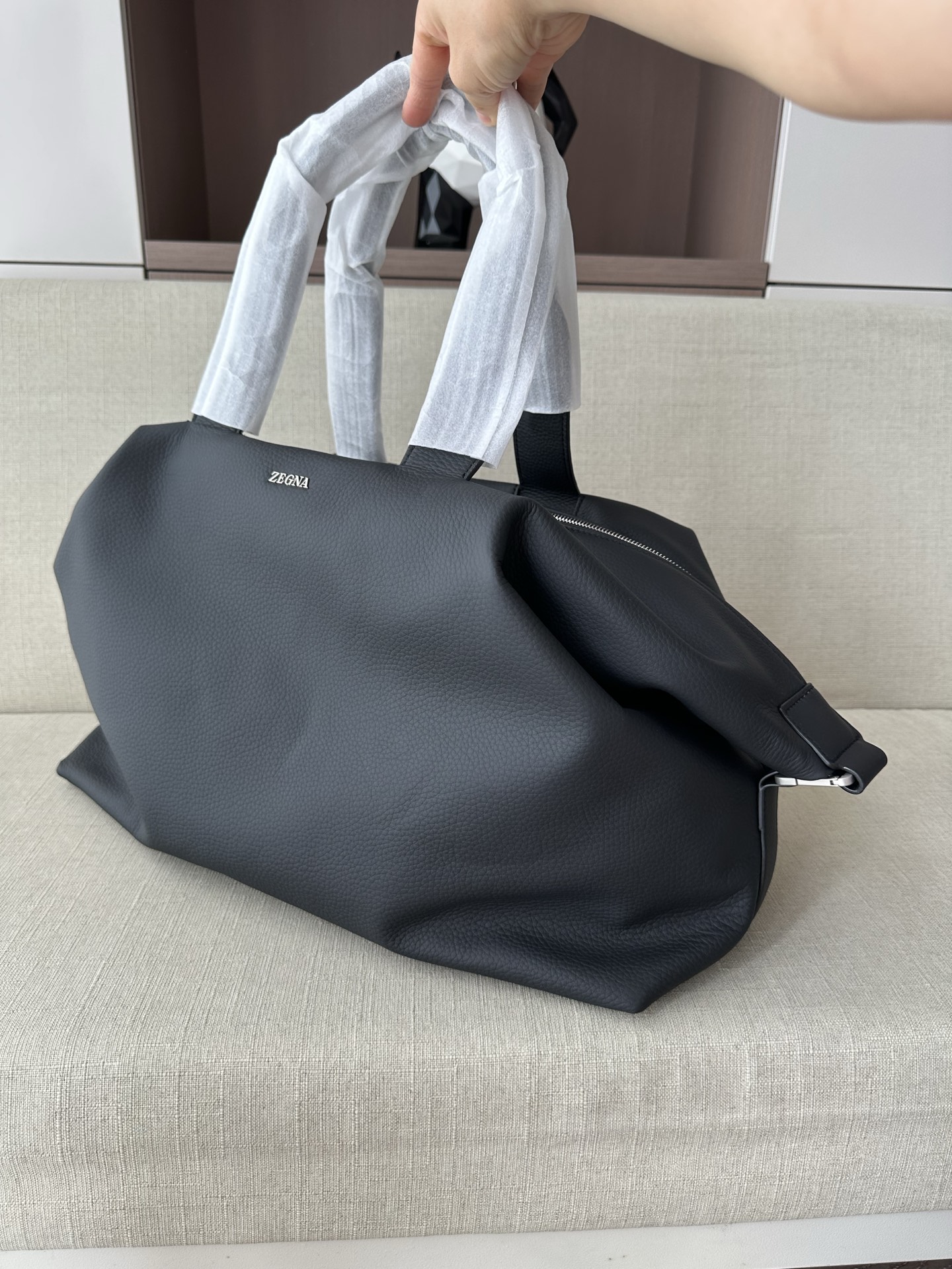 Дорожная сумка Zegna из натуральной кожи, черный