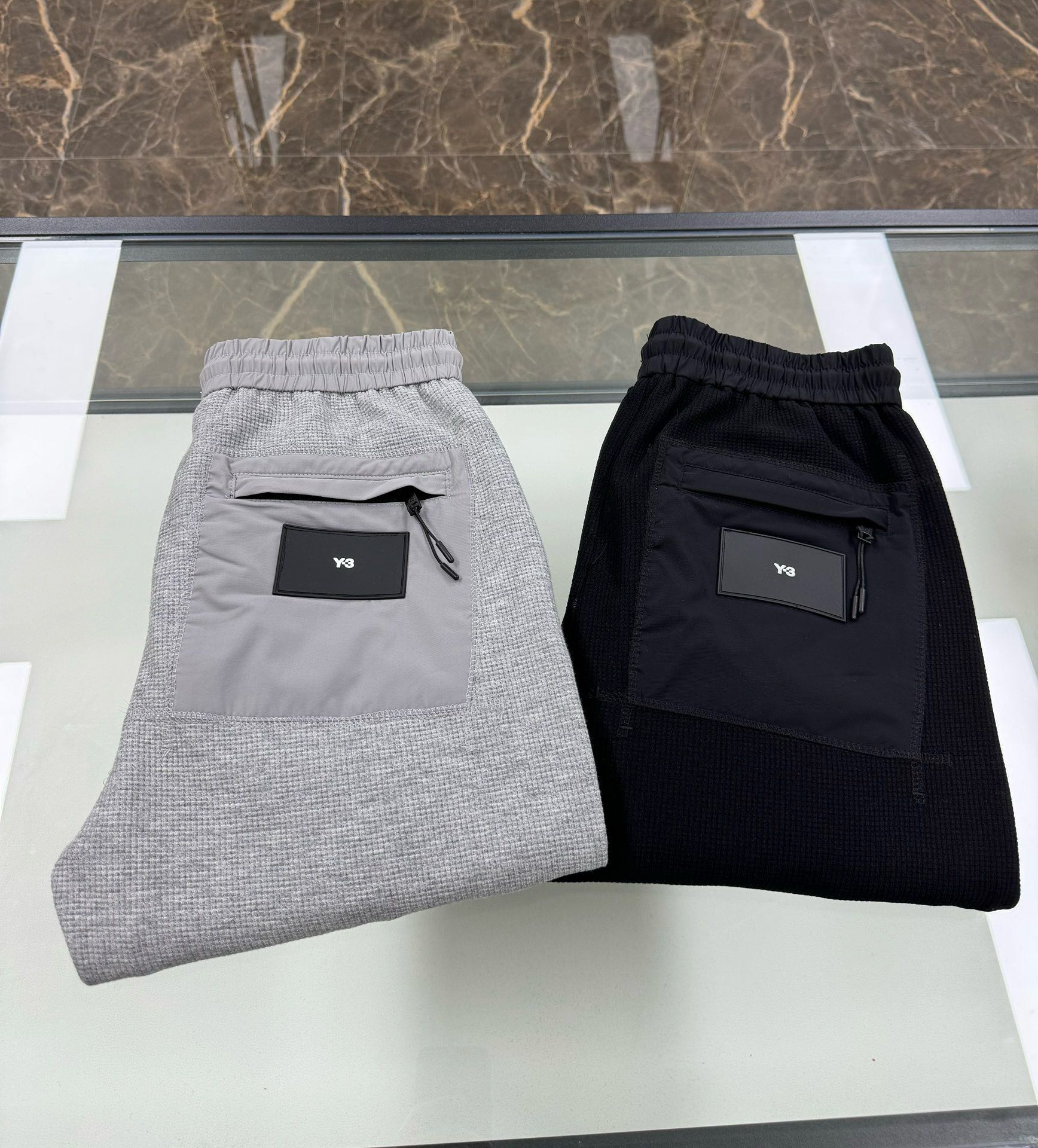 NO:505365,Nylon interposer bag design Y3 knitted pineapple pattern casual pants, alexander wang19860909尼龙拼接口袋设计 Y3针织菠萝纹休闲裤,,alexander wang,Men's clothing