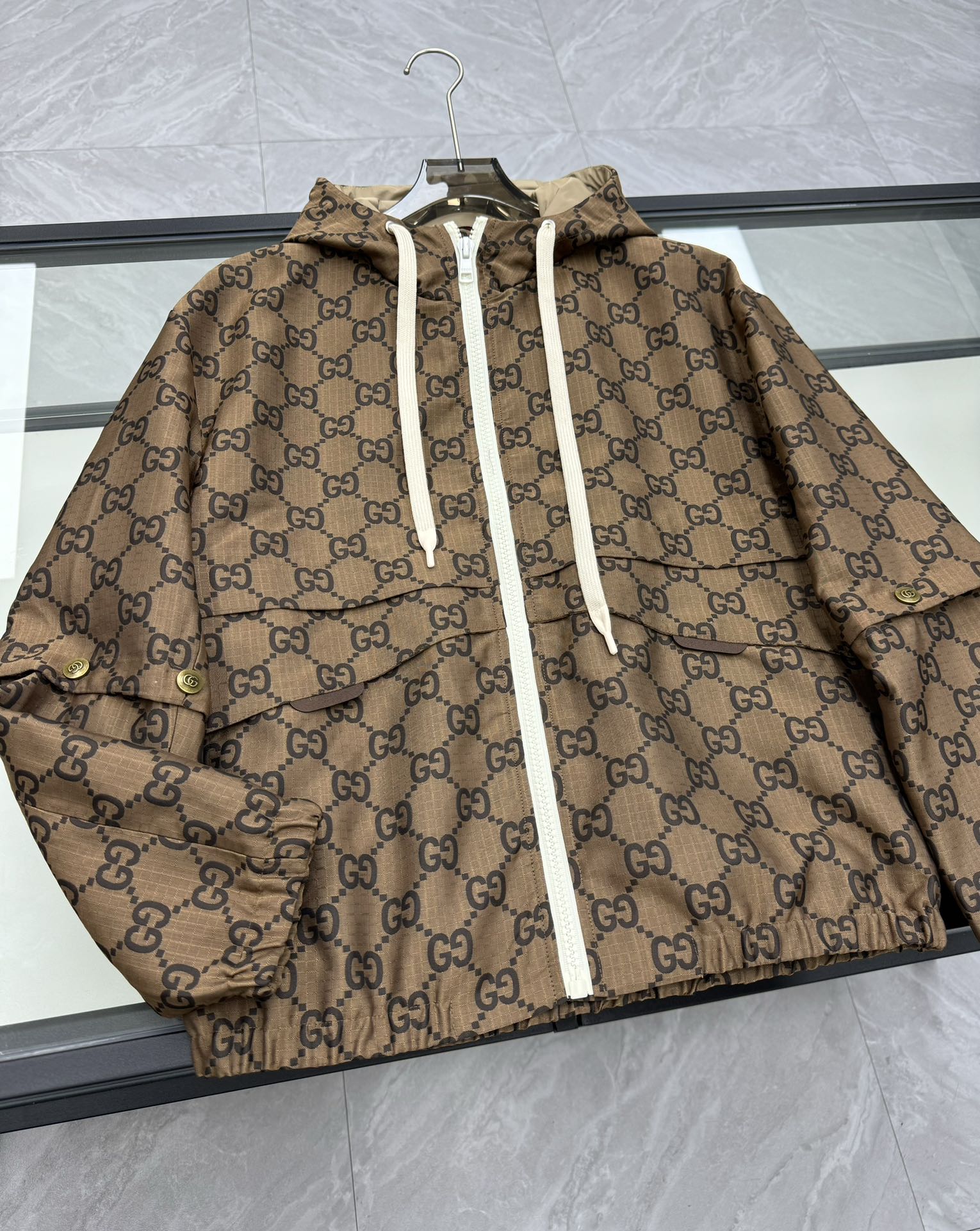 NO:116538,GG Removable Sleeve Zipper Jacket., Jackets & Coats,alexander Wang19860909GG可脱卸衣袖拉链夹克.,,jackets & coats,alexander wang,Men's clothing