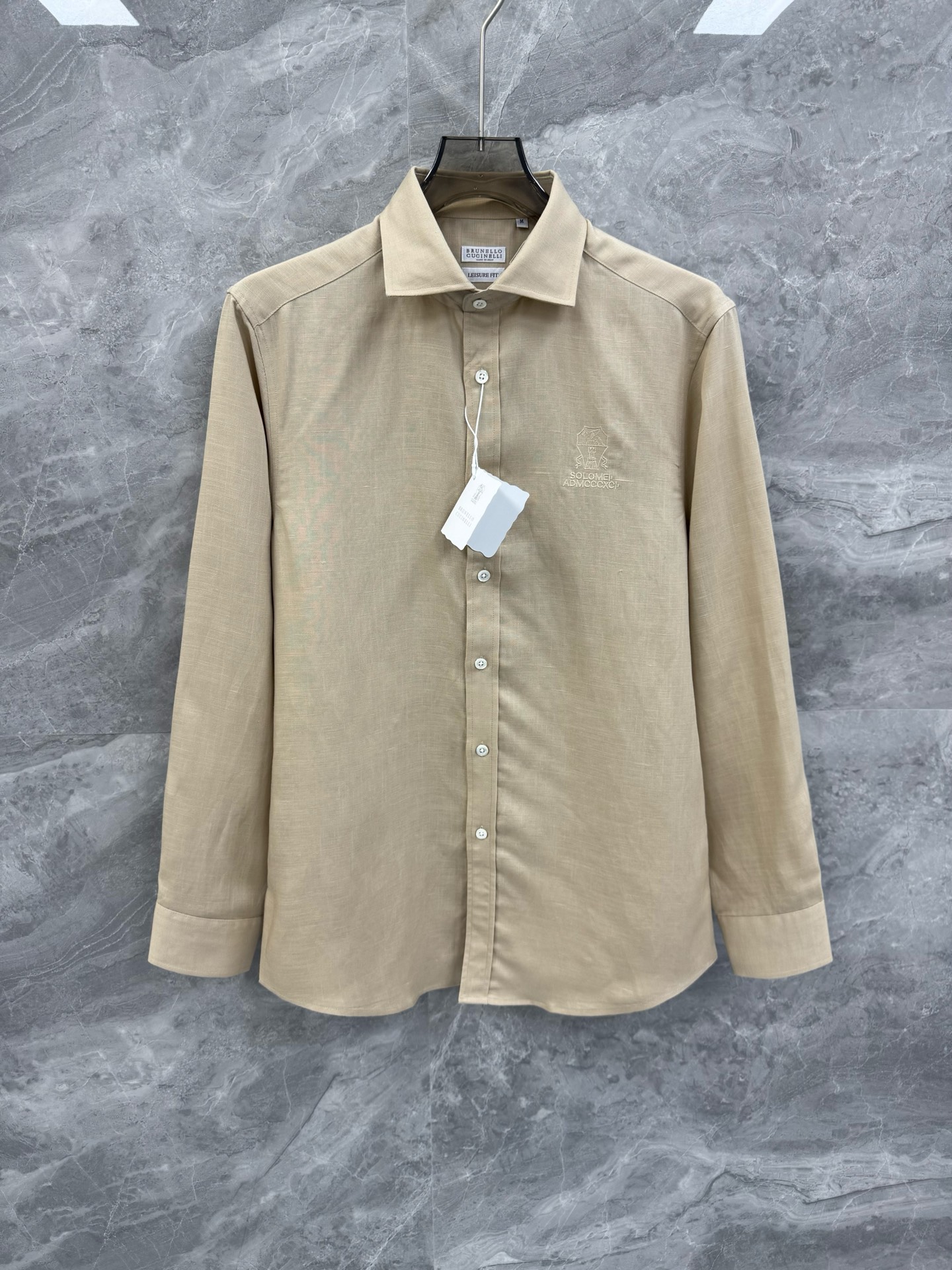 25秋冬新款BC高端棉麻混纺商务衬衣，意大利代工订单，标志性刺绣logo点缀，简约高级的都市气质风范，低