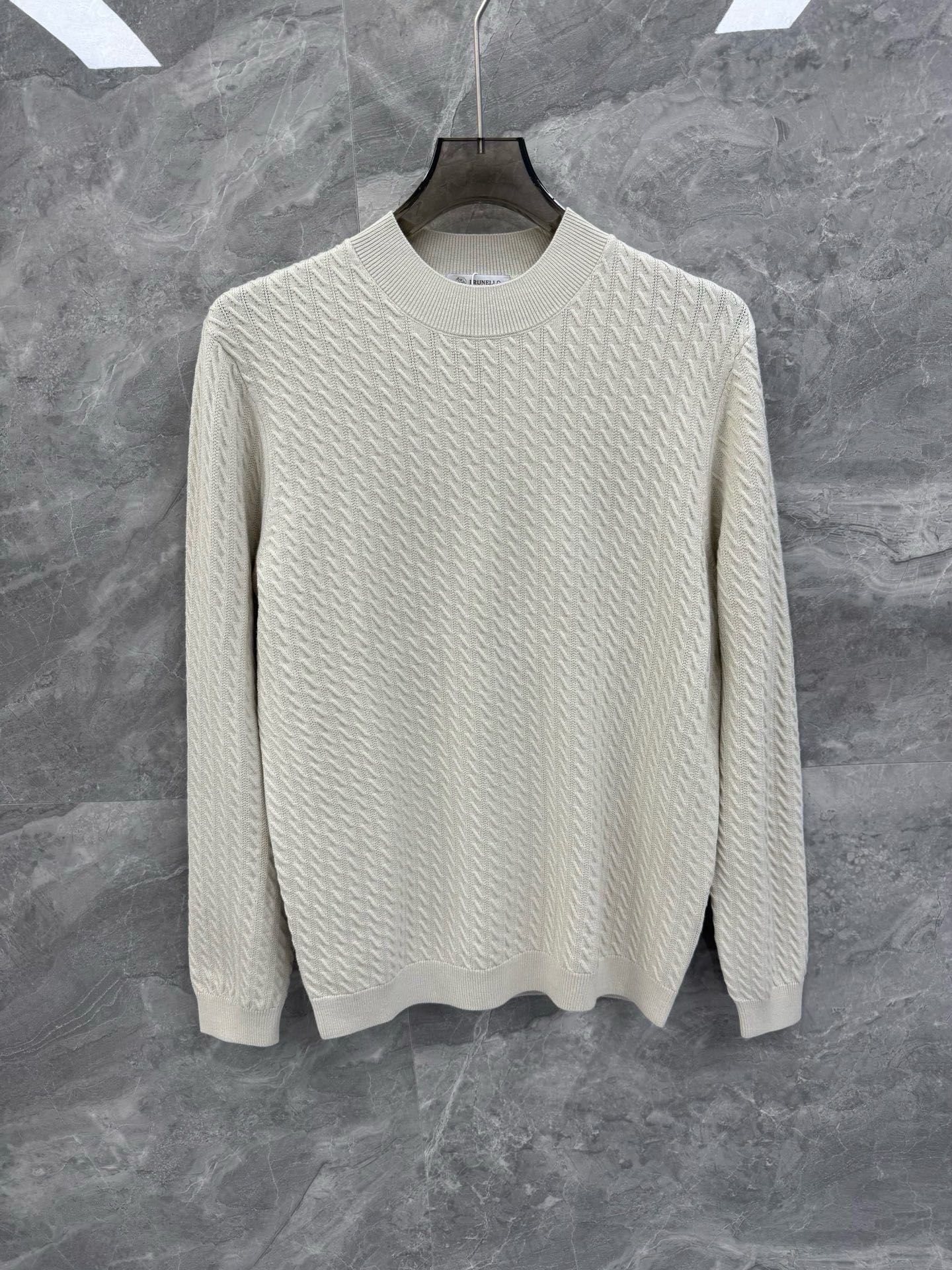 25秋冬新款BC绞花羊毛针织衫，男士极简无修饰休闲都市毛衣。顶级内销渠道分享，意大利顶级奢侈品牌Brun