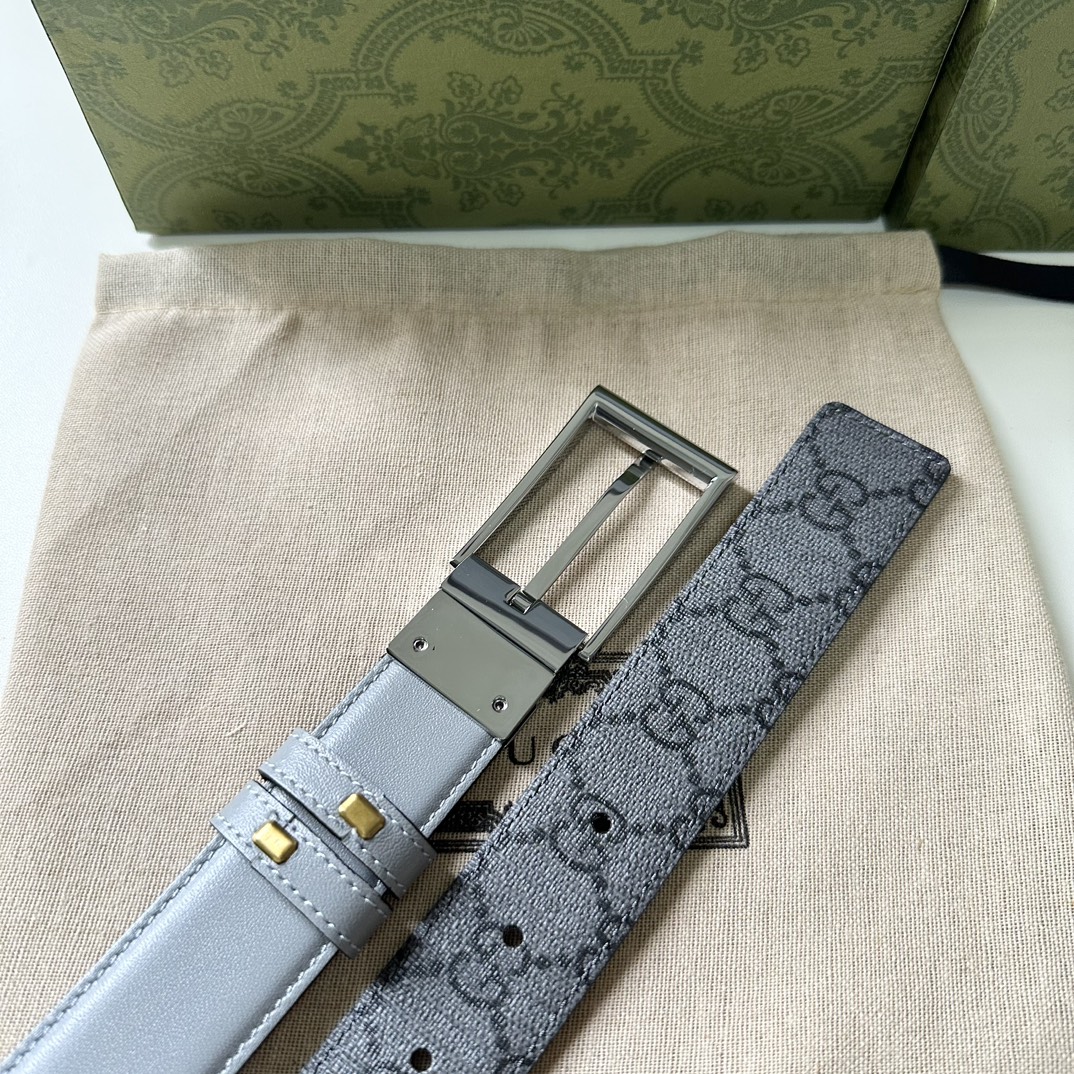 Gucci新品搭配可旋转精品铜扣双面可用可裁剪带宽3.0cm